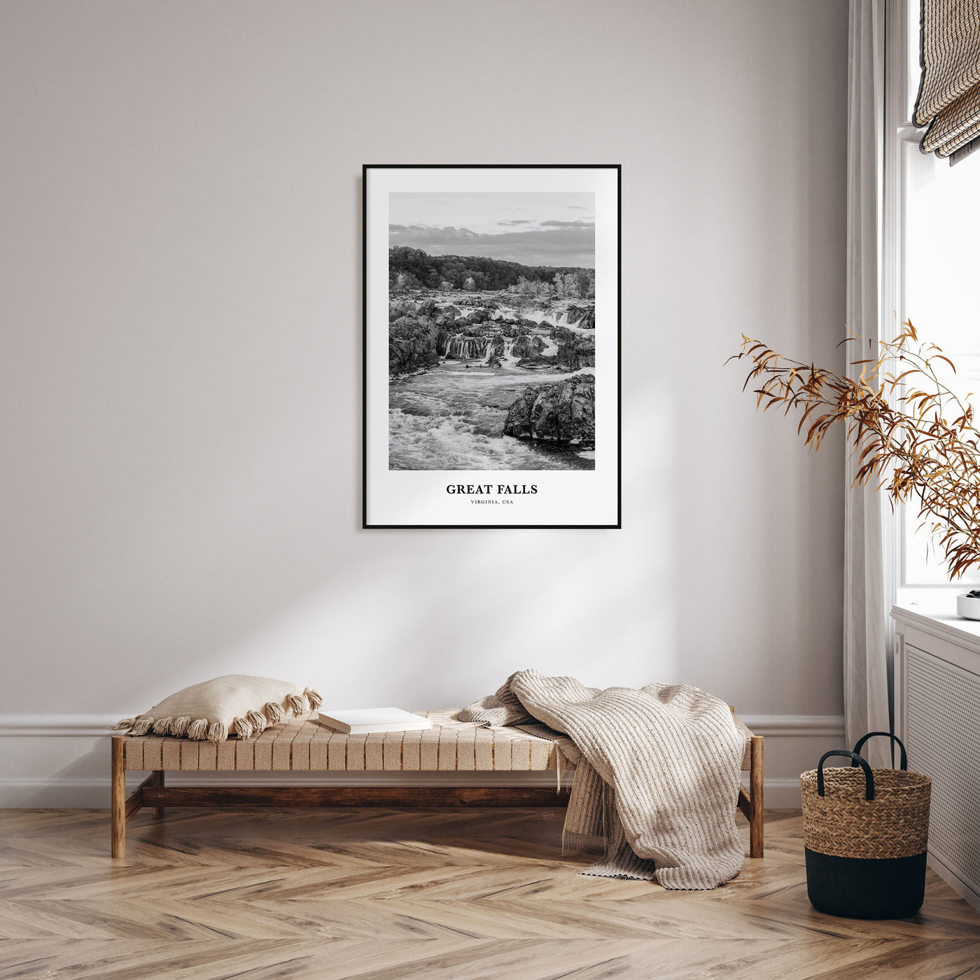 Great Falls, Virginia Portrait B&W Poster