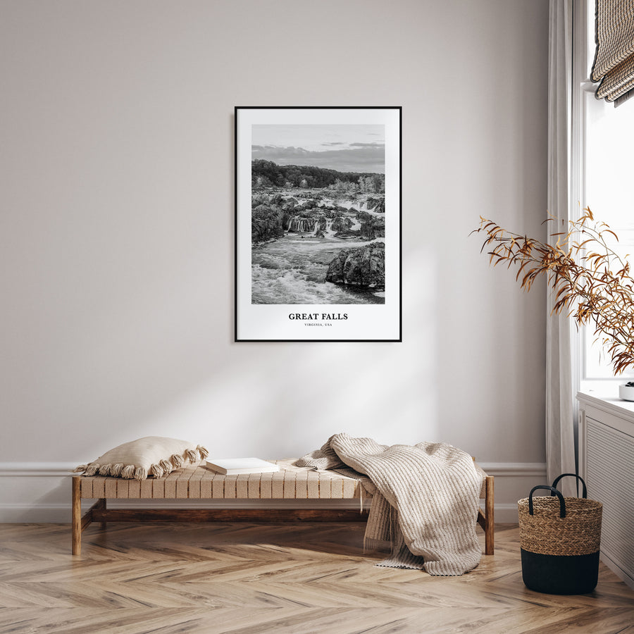 Great Falls, Virginia Portrait B&W Poster