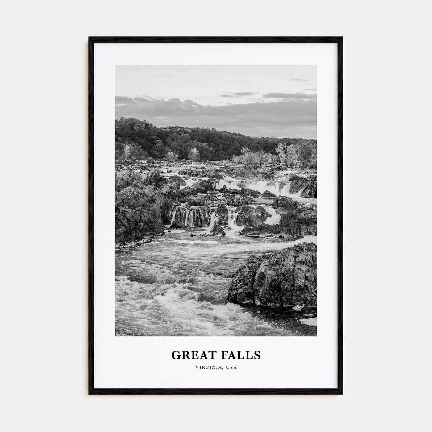 Great Falls, Virginia Portrait B&W Poster