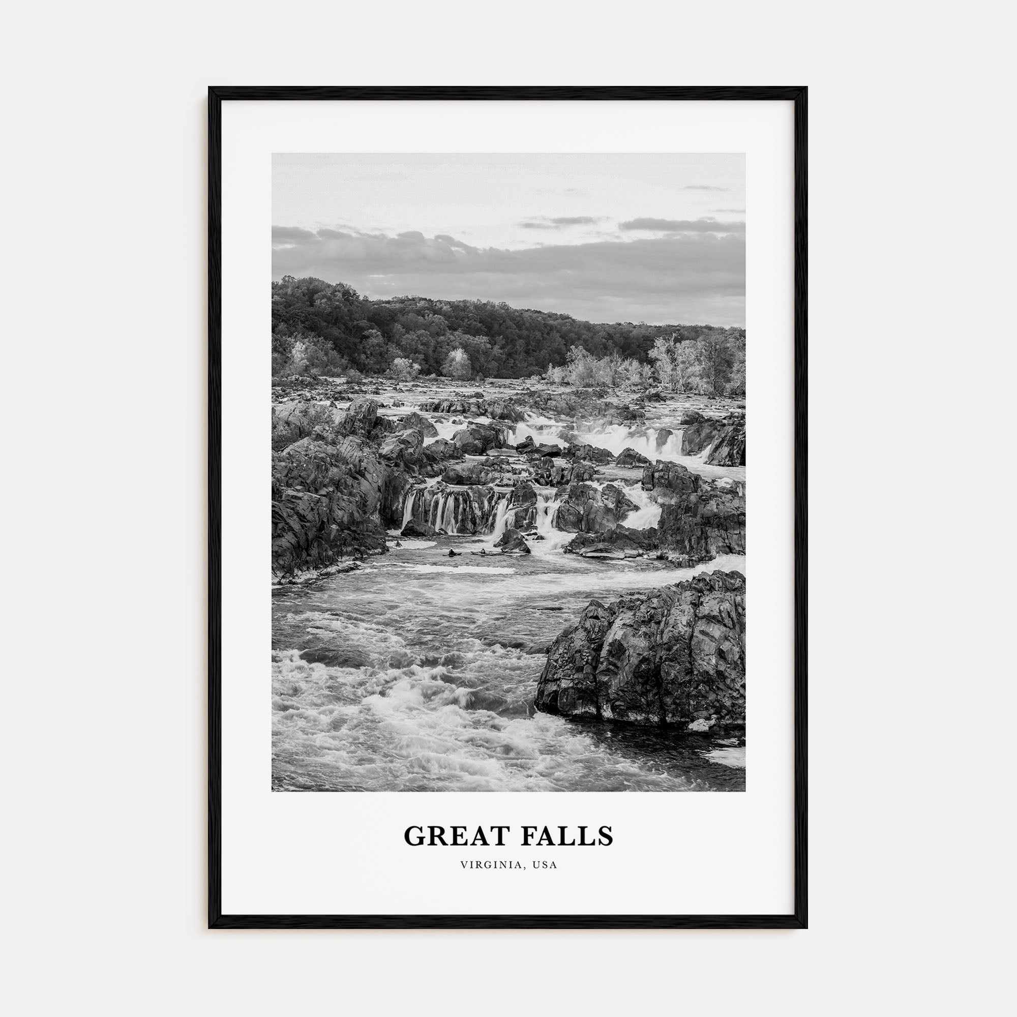 Great Falls, Virginia Portrait B&W Poster