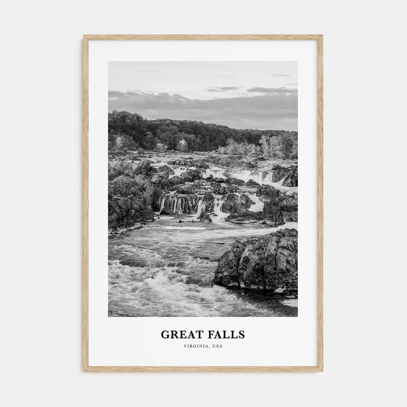 Great Falls, Virginia Portrait B&W Poster