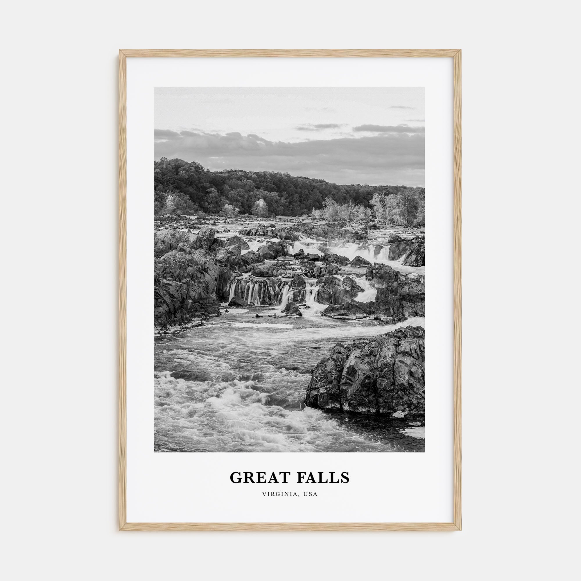 Great Falls, Virginia Portrait B&W Poster