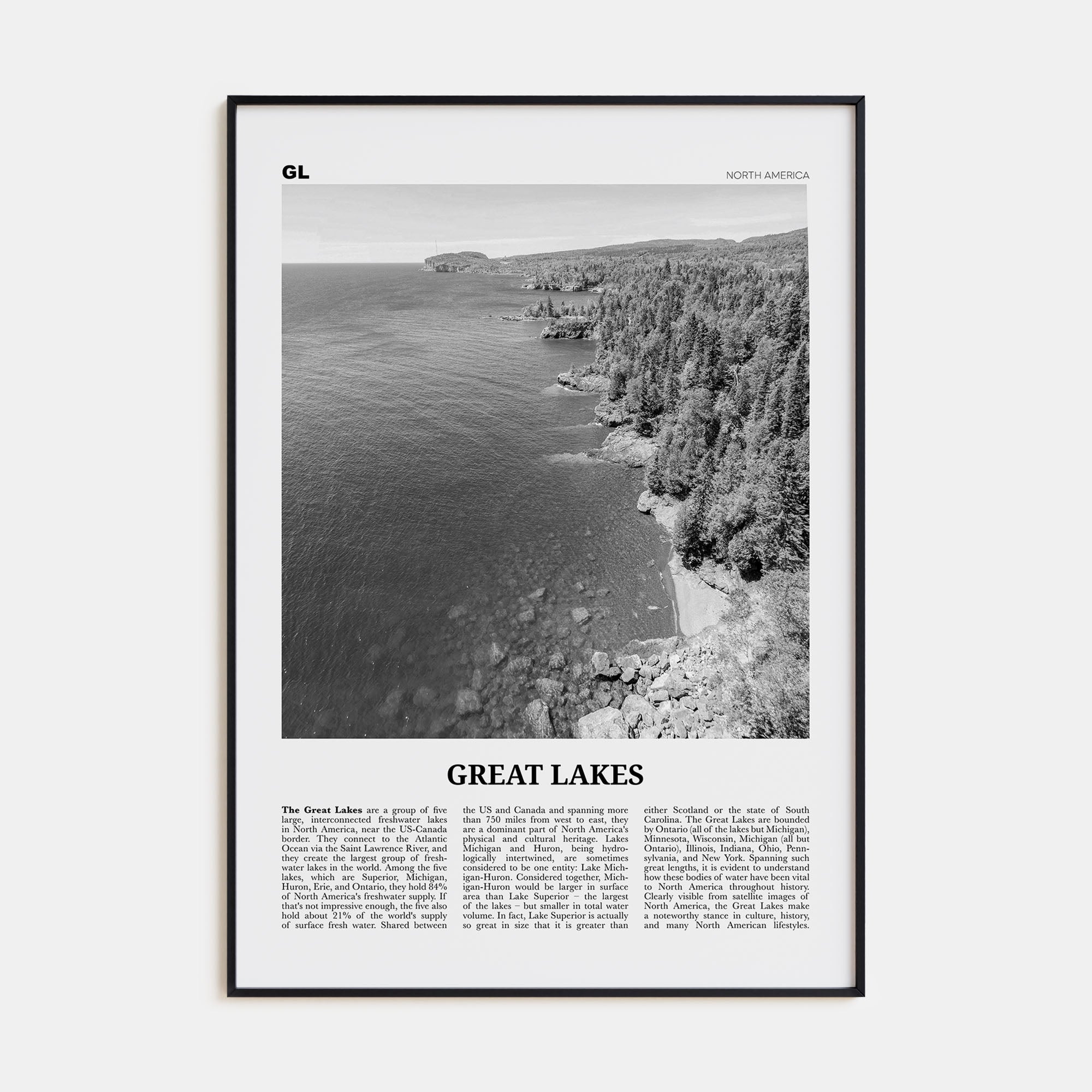 Great Lakes Travel B&W Poster