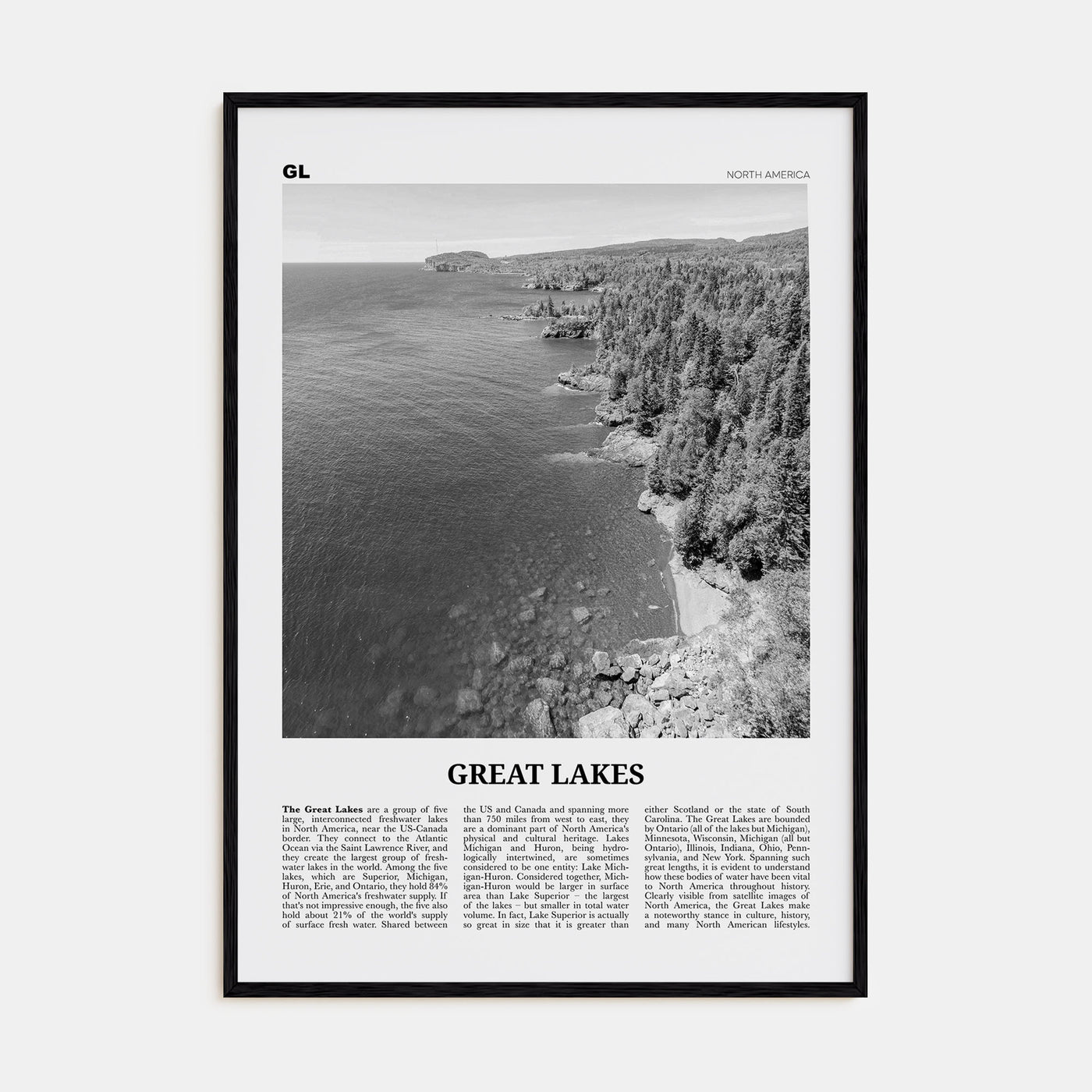 Great Lakes Travel B&W Poster