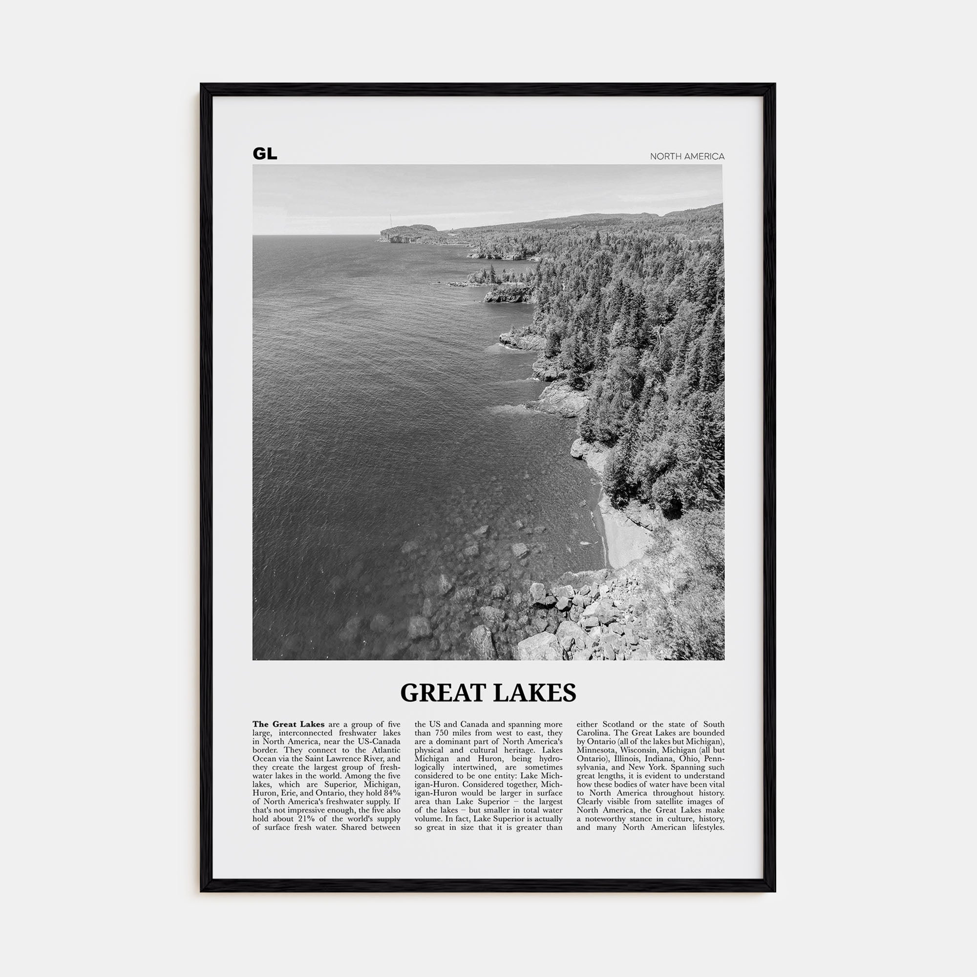 Great Lakes Travel B&W Poster