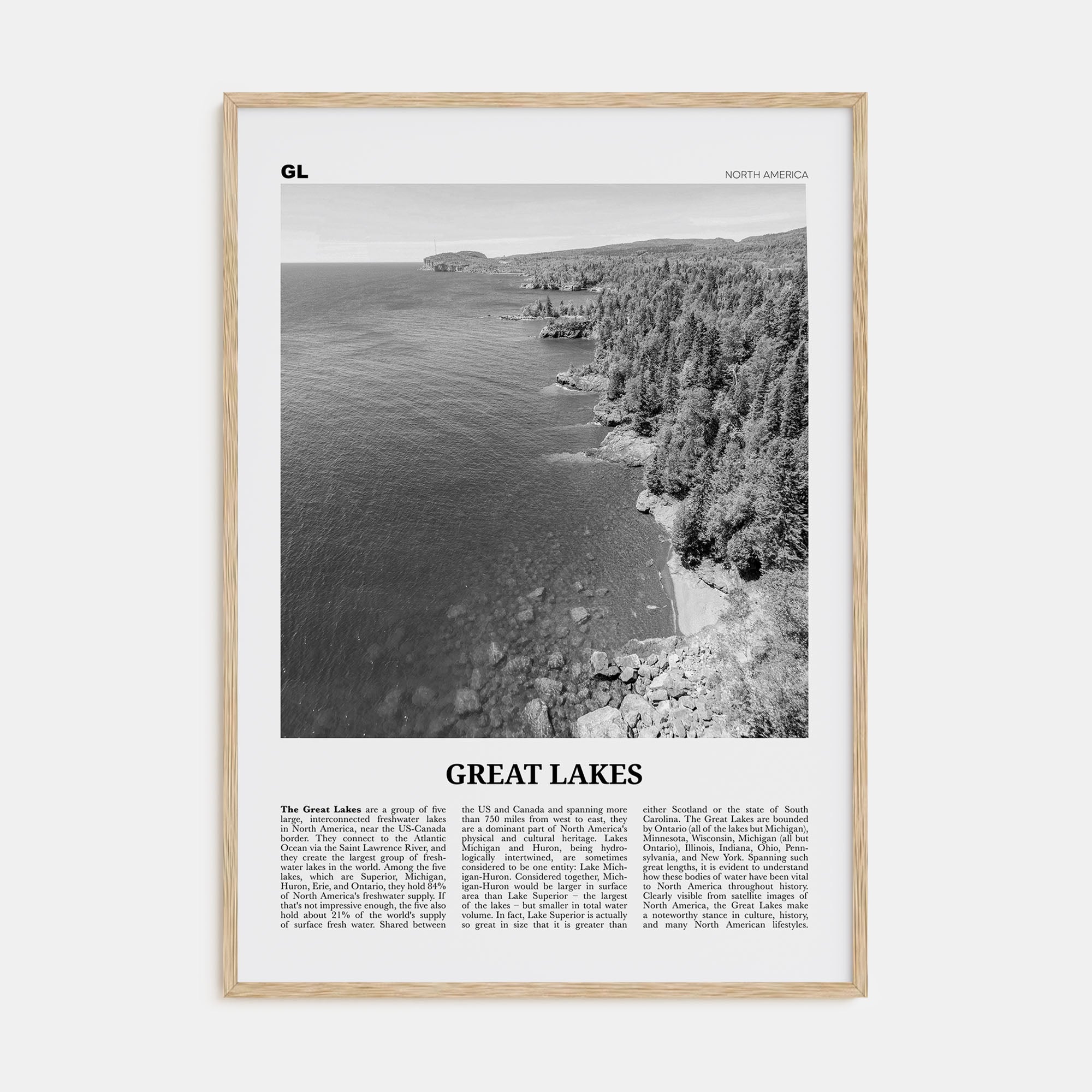 Great Lakes Travel B&W Poster