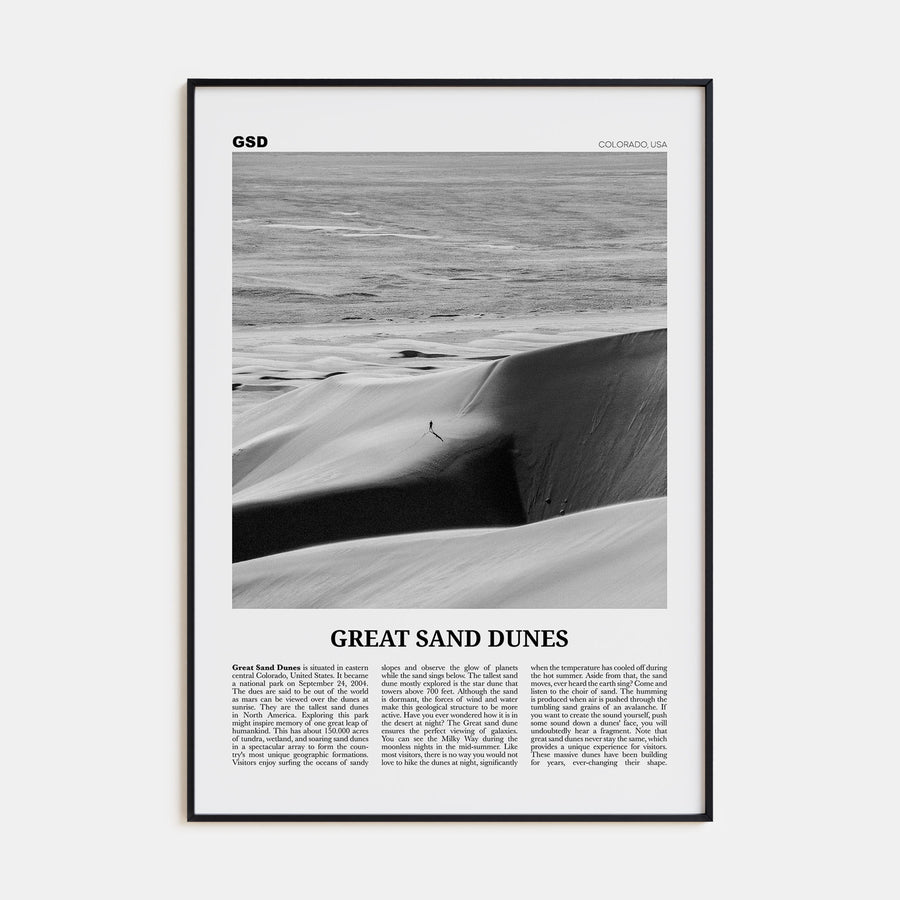 Great Sand Dunes National Park Travel B&W Poster