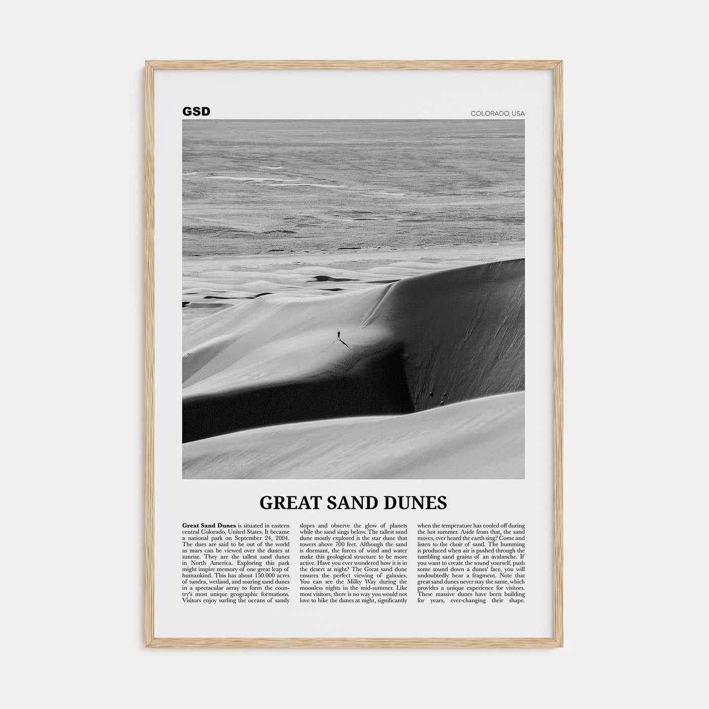 Great Sand Dunes National Park Travel B&W Poster