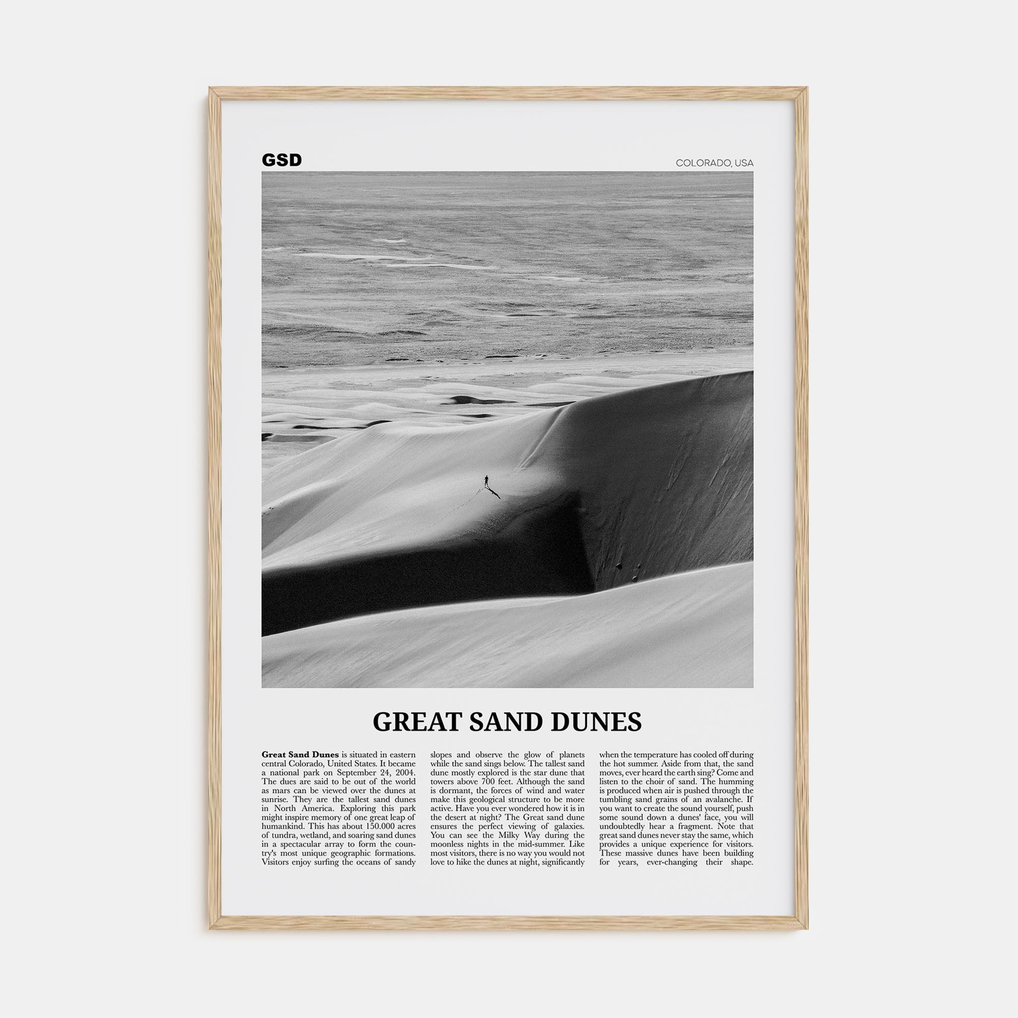 Great Sand Dunes National Park Travel B&W Poster