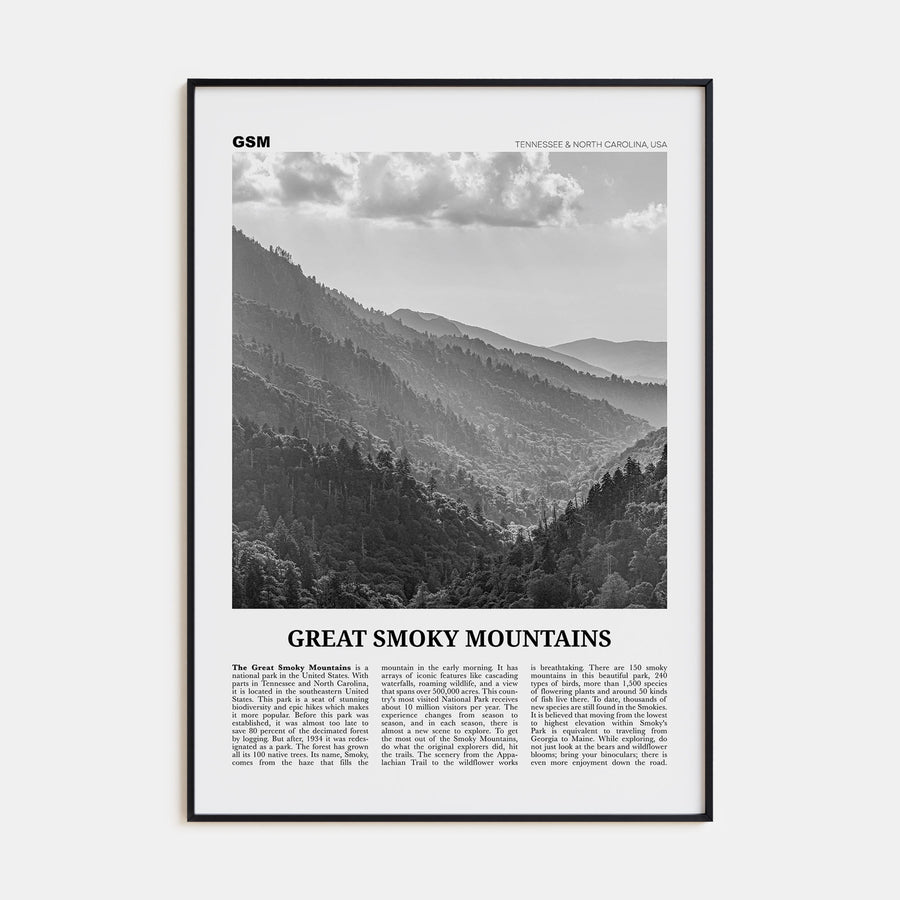Great Smoky Mountains National Park Travel B&W Poster