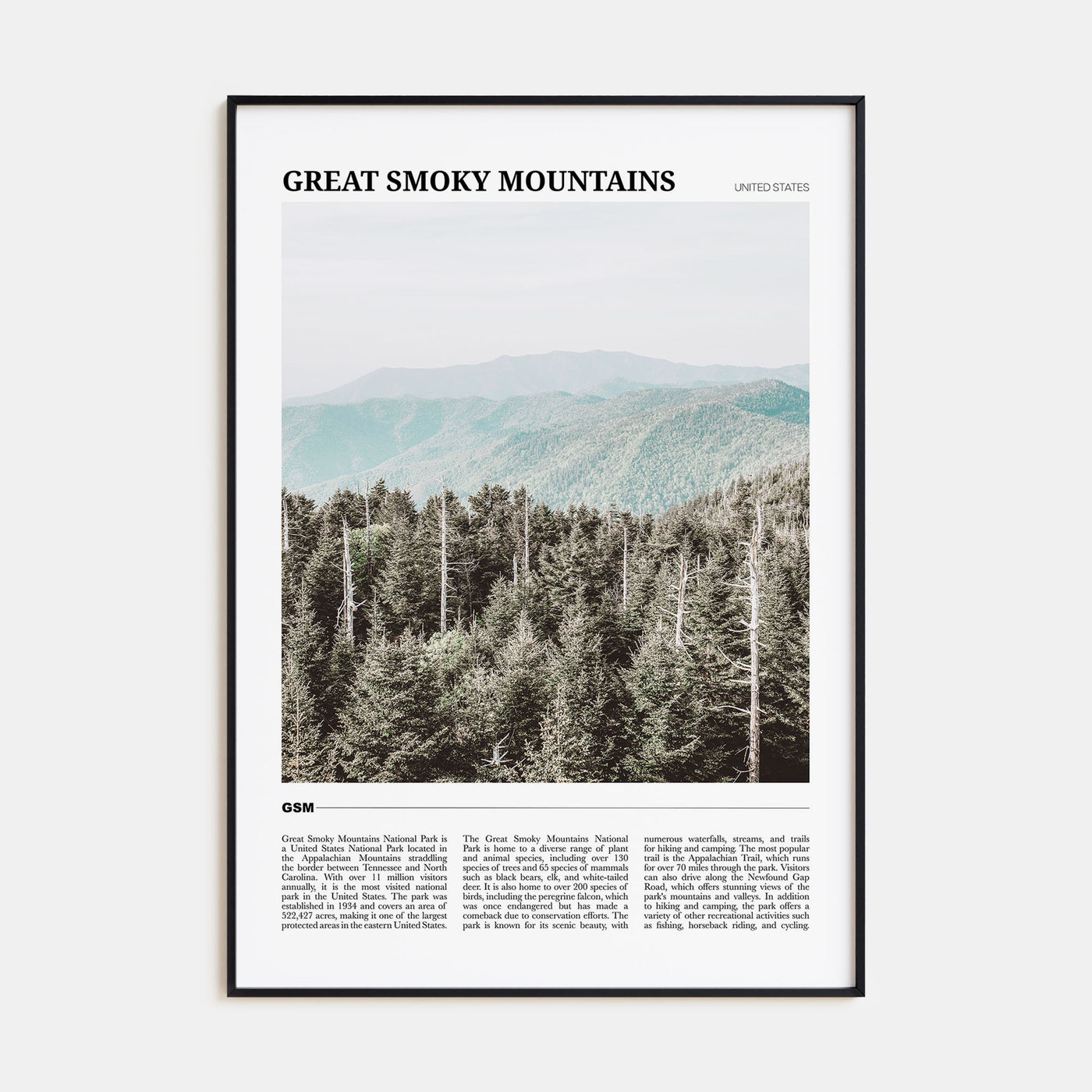 Great Smoky Mountains National Park Travel Color Poster