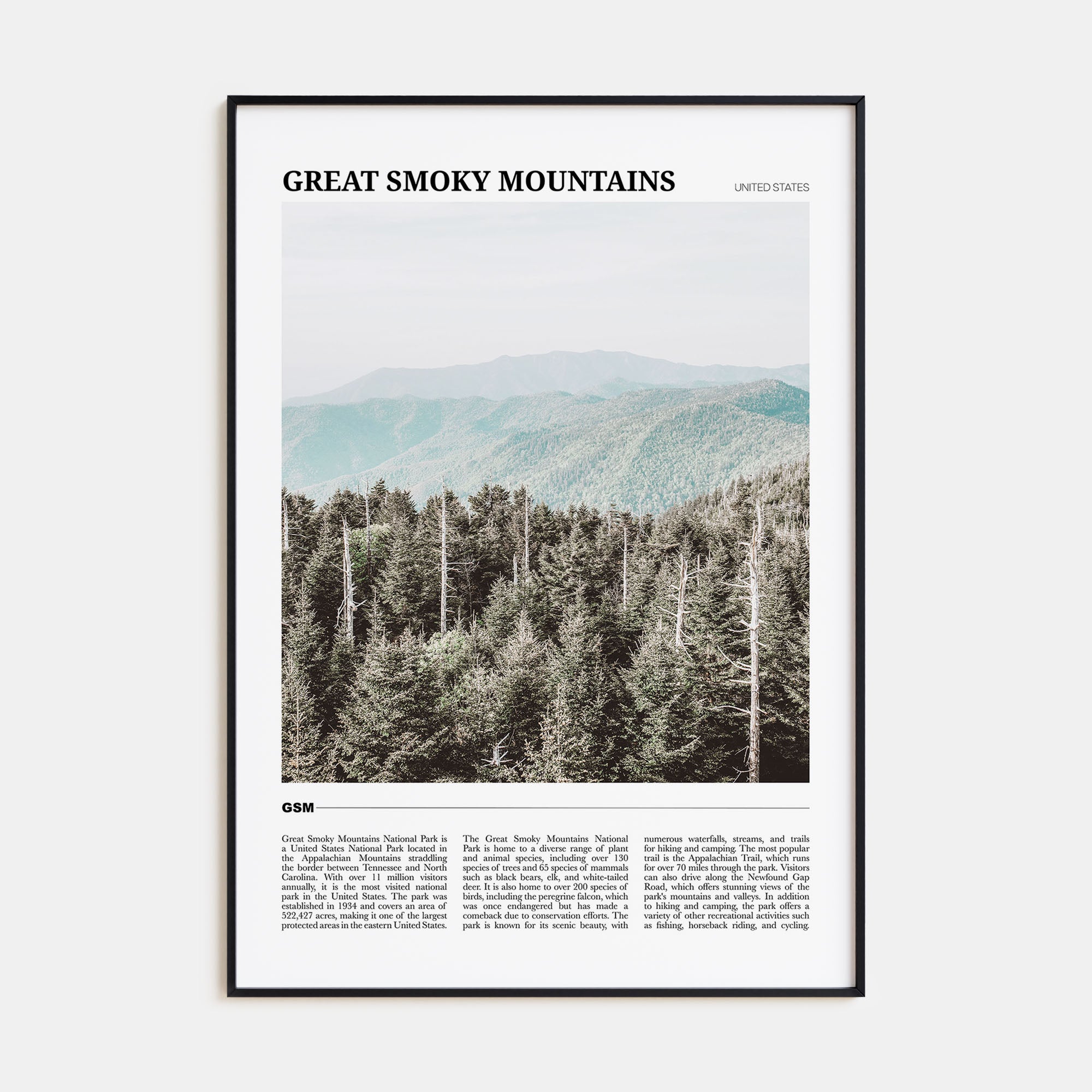 Great Smoky Mountains National Park Travel Color Poster
