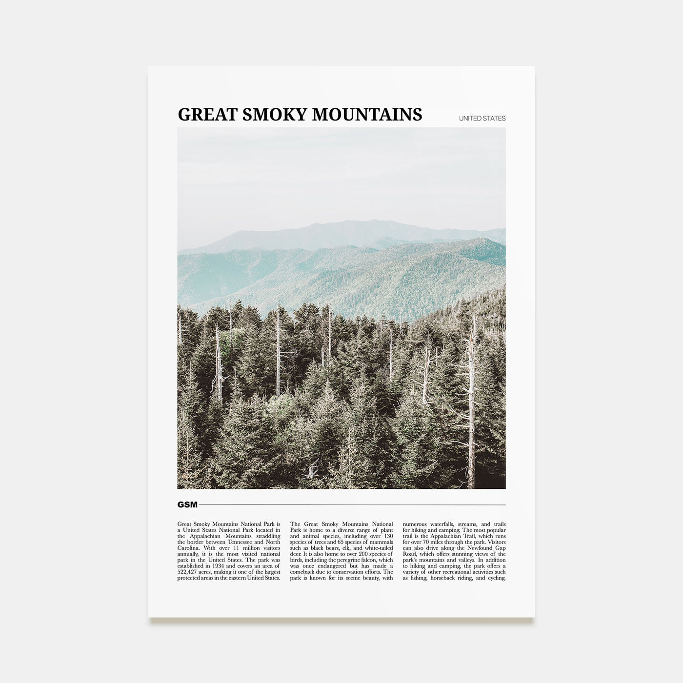 Great Smoky Mountains National Park Travel Color Poster