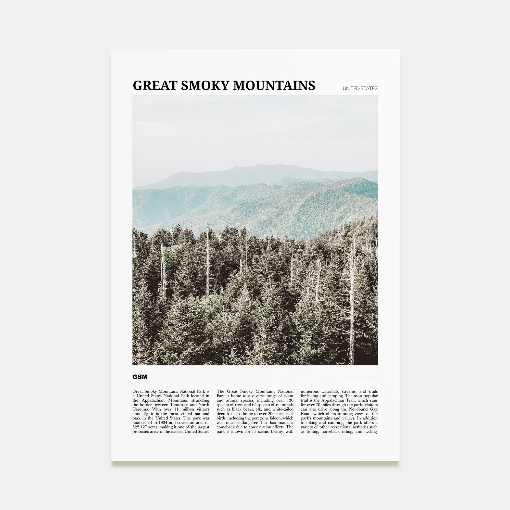 Great Smoky Mountains National Park Travel Color Poster