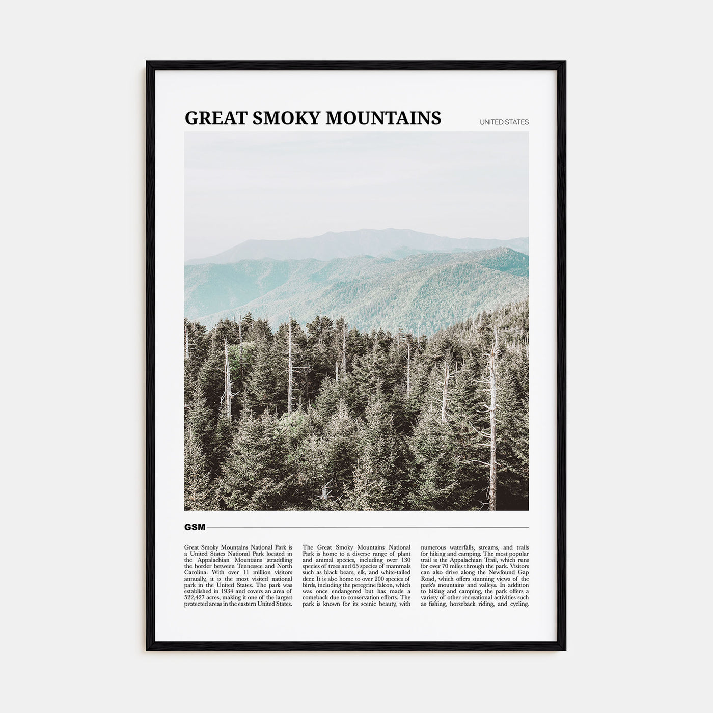 Great Smoky Mountains National Park Travel Color Poster