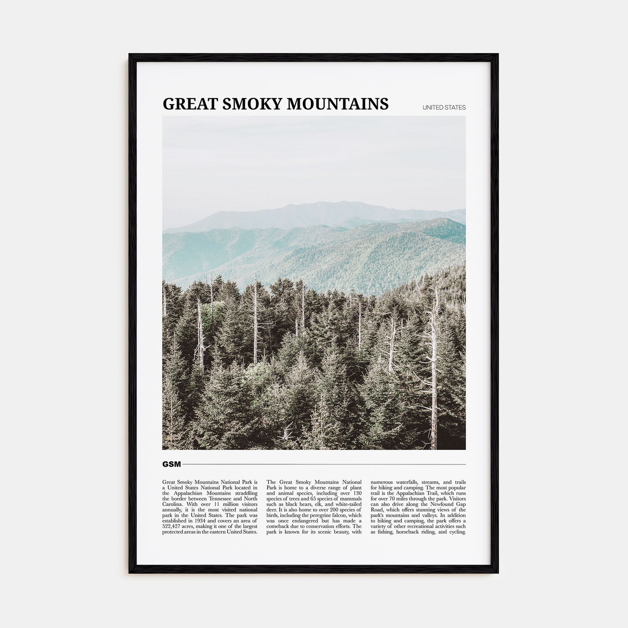 Great Smoky Mountains National Park Travel Color Poster