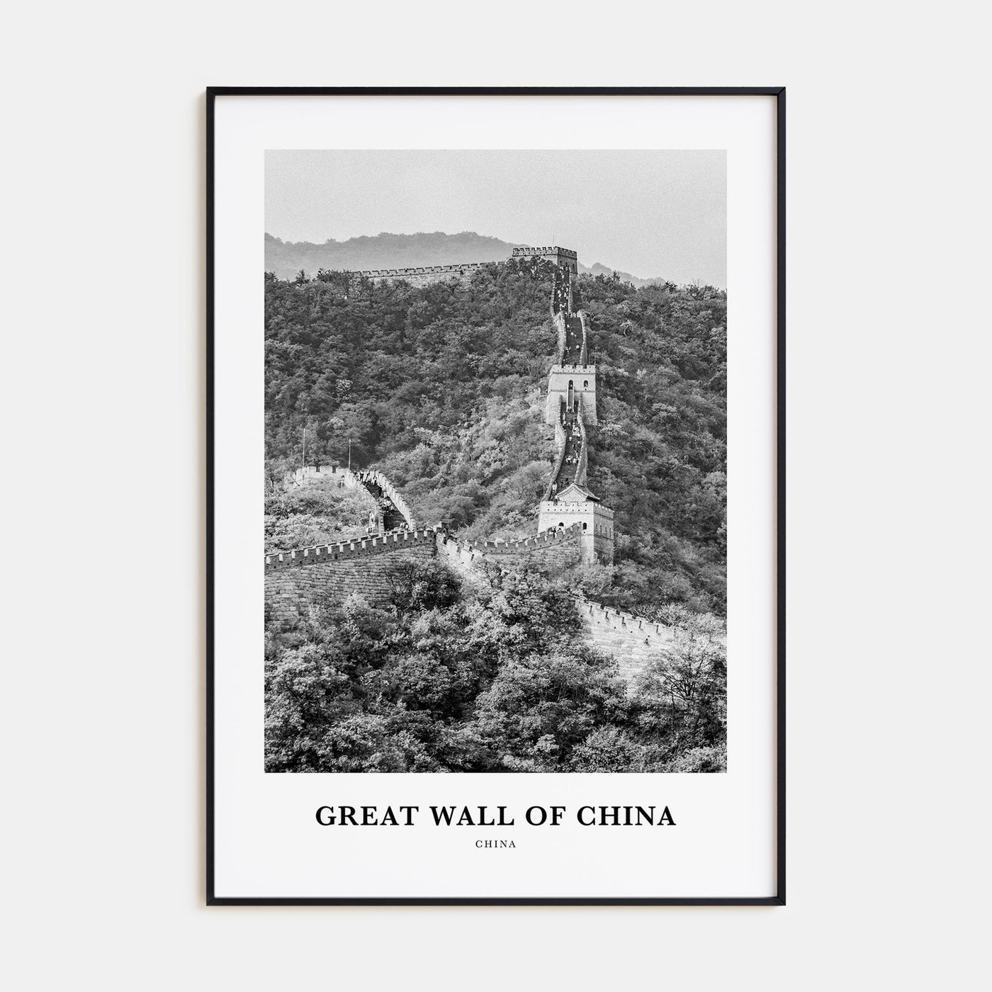 Great Wall of China Portrait B&W Poster