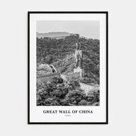 Great Wall of China Portrait B&W Poster