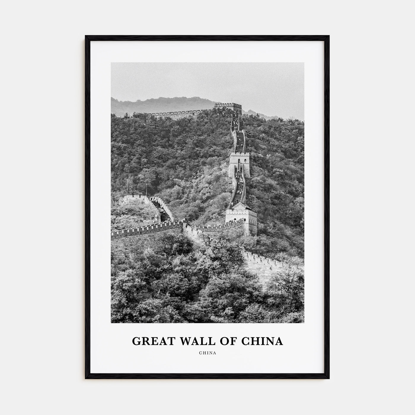 Great Wall of China Portrait B&W Poster
