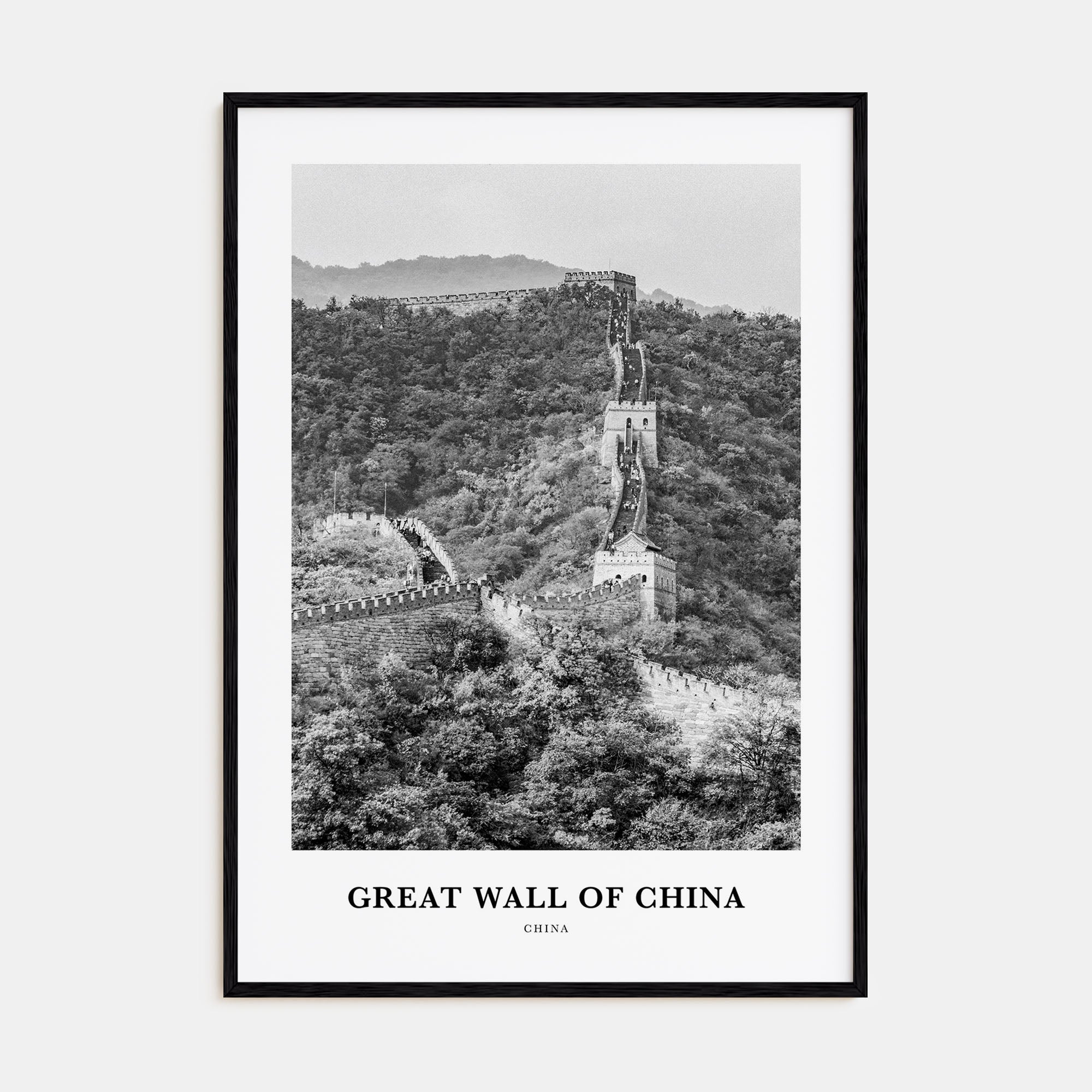 Great Wall of China Portrait B&W Poster