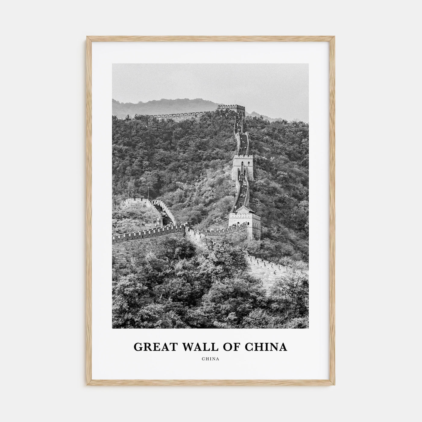 Great Wall of China Portrait B&W Poster
