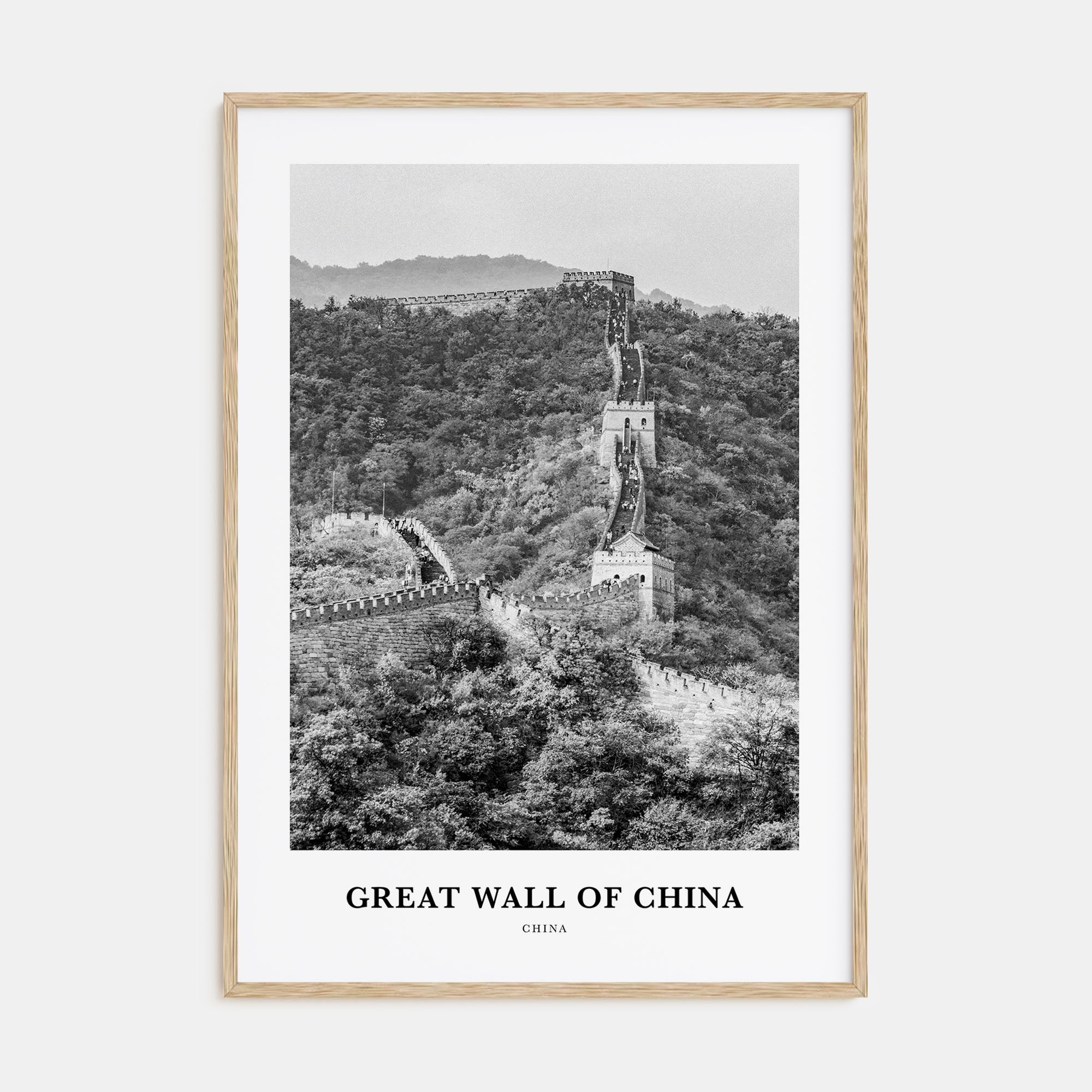 Great Wall of China Portrait B&W Poster