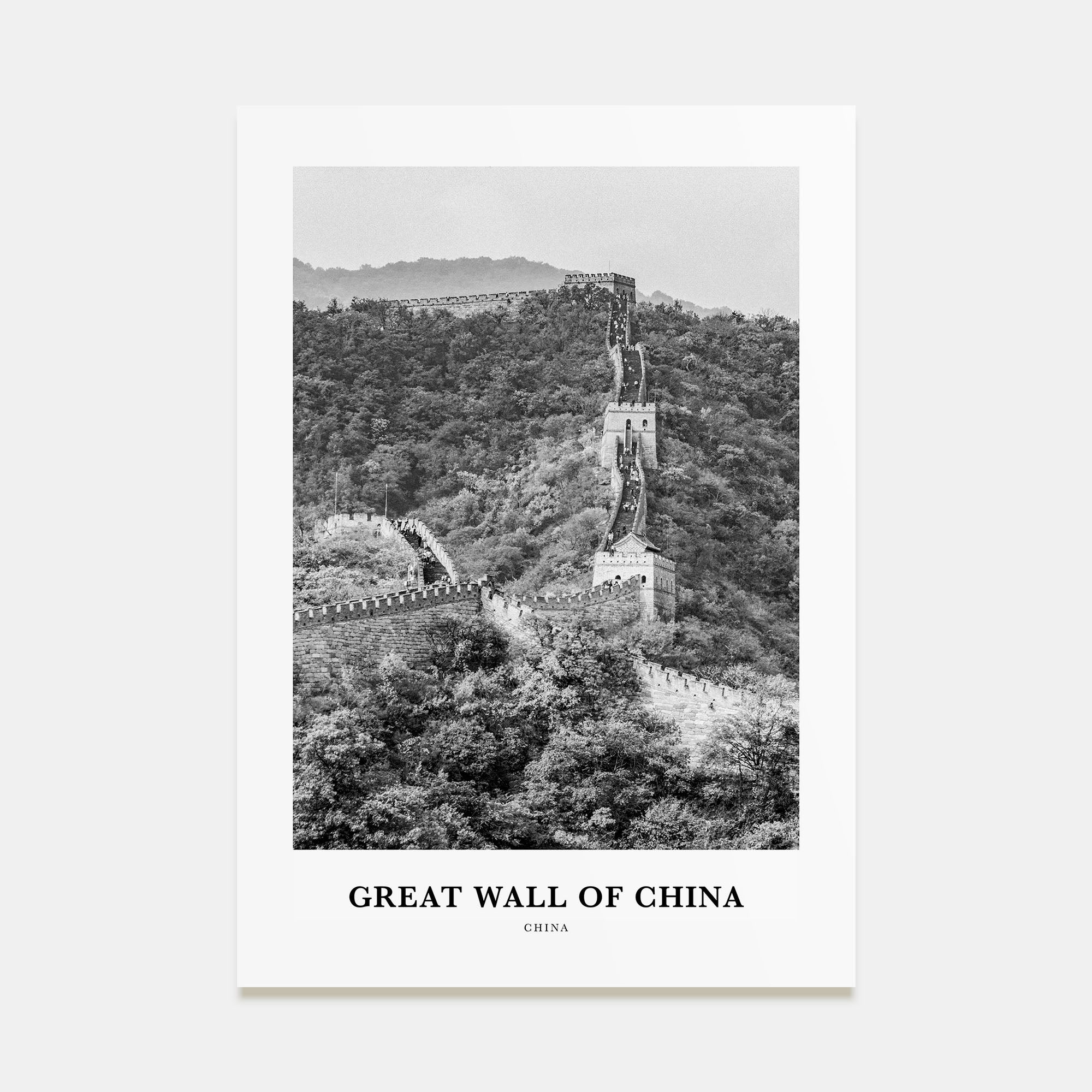 Great Wall of China Portrait B&W Poster