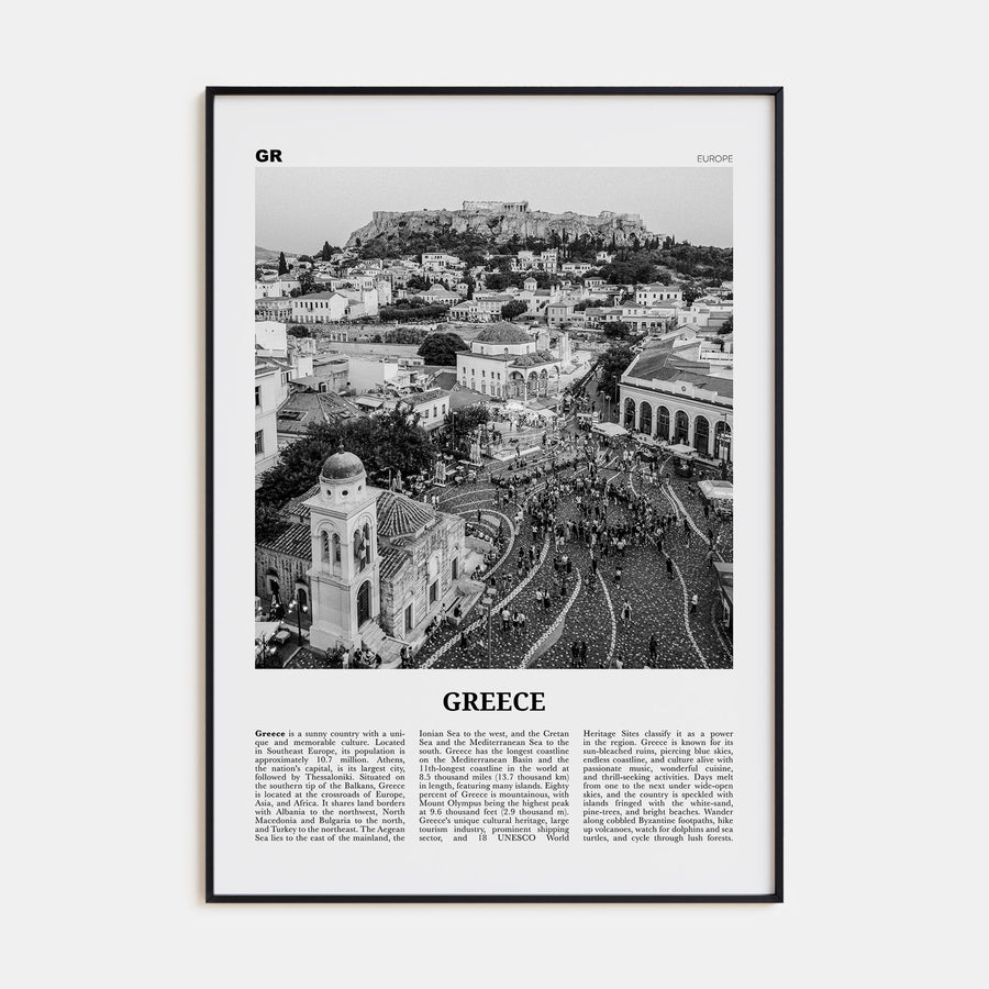 Greece Travel B&W No 1 Poster