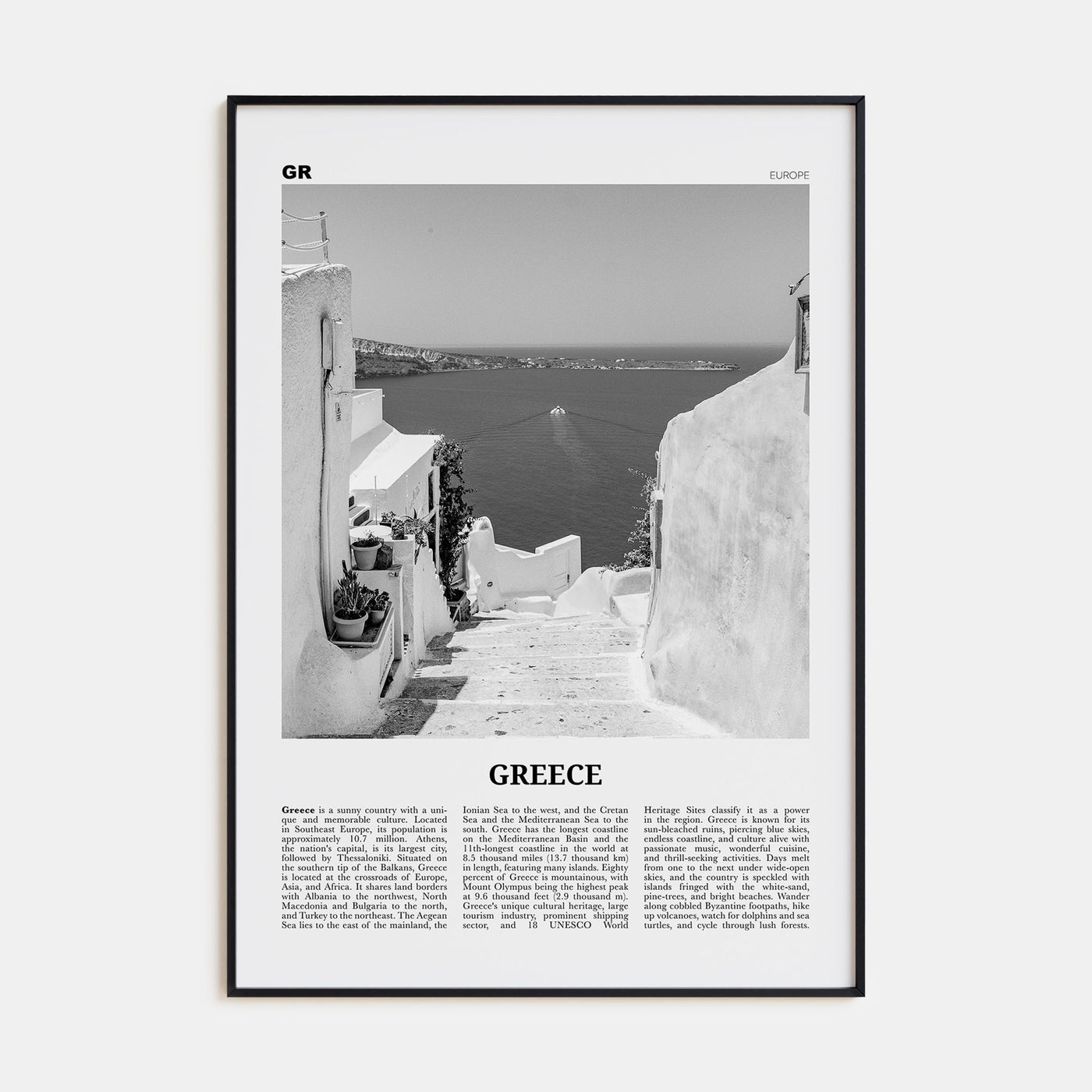Greece Travel B&W No 2 Poster