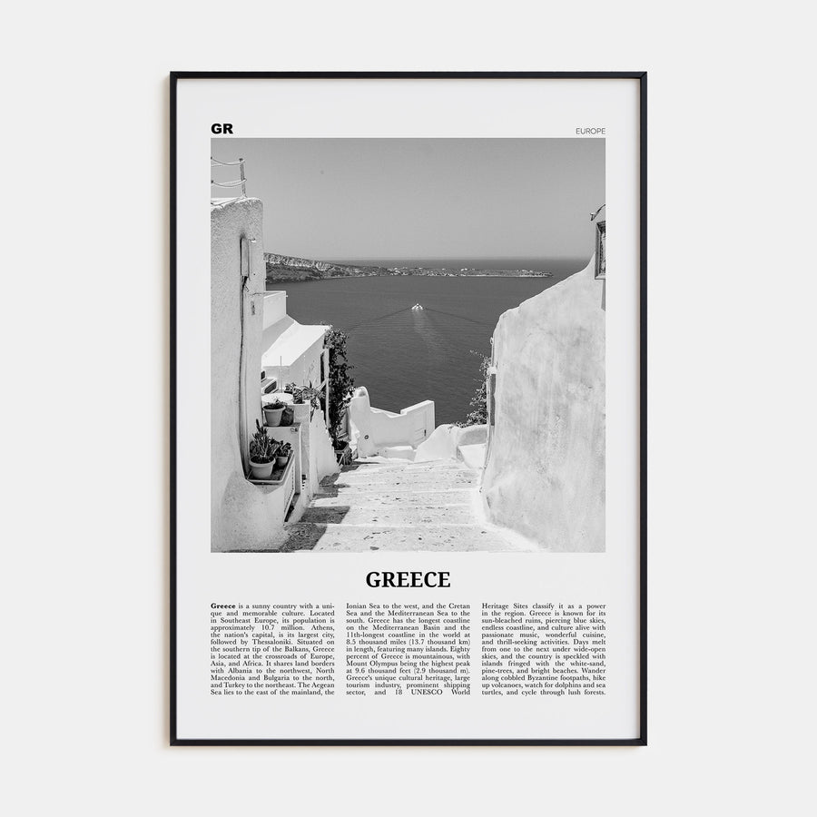 Greece Travel B&W No 2 Poster