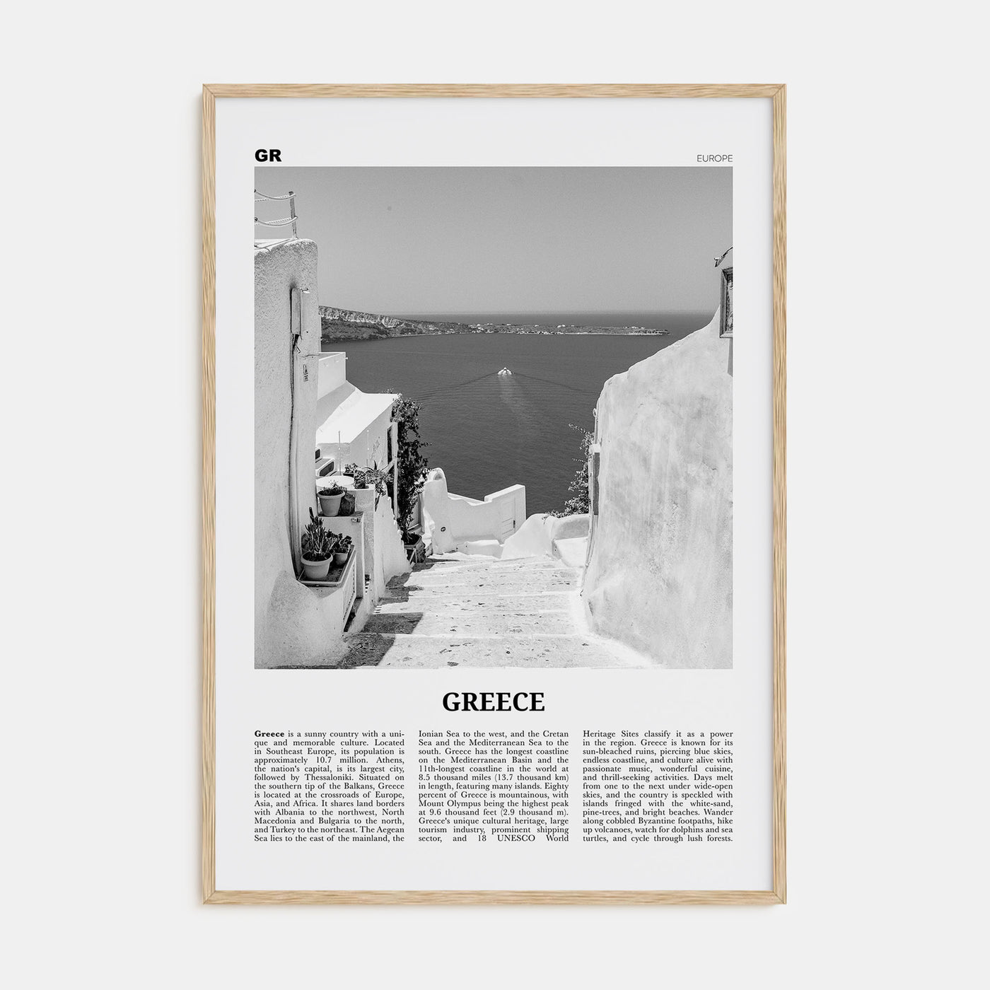Greece Travel B&W No 2 Poster