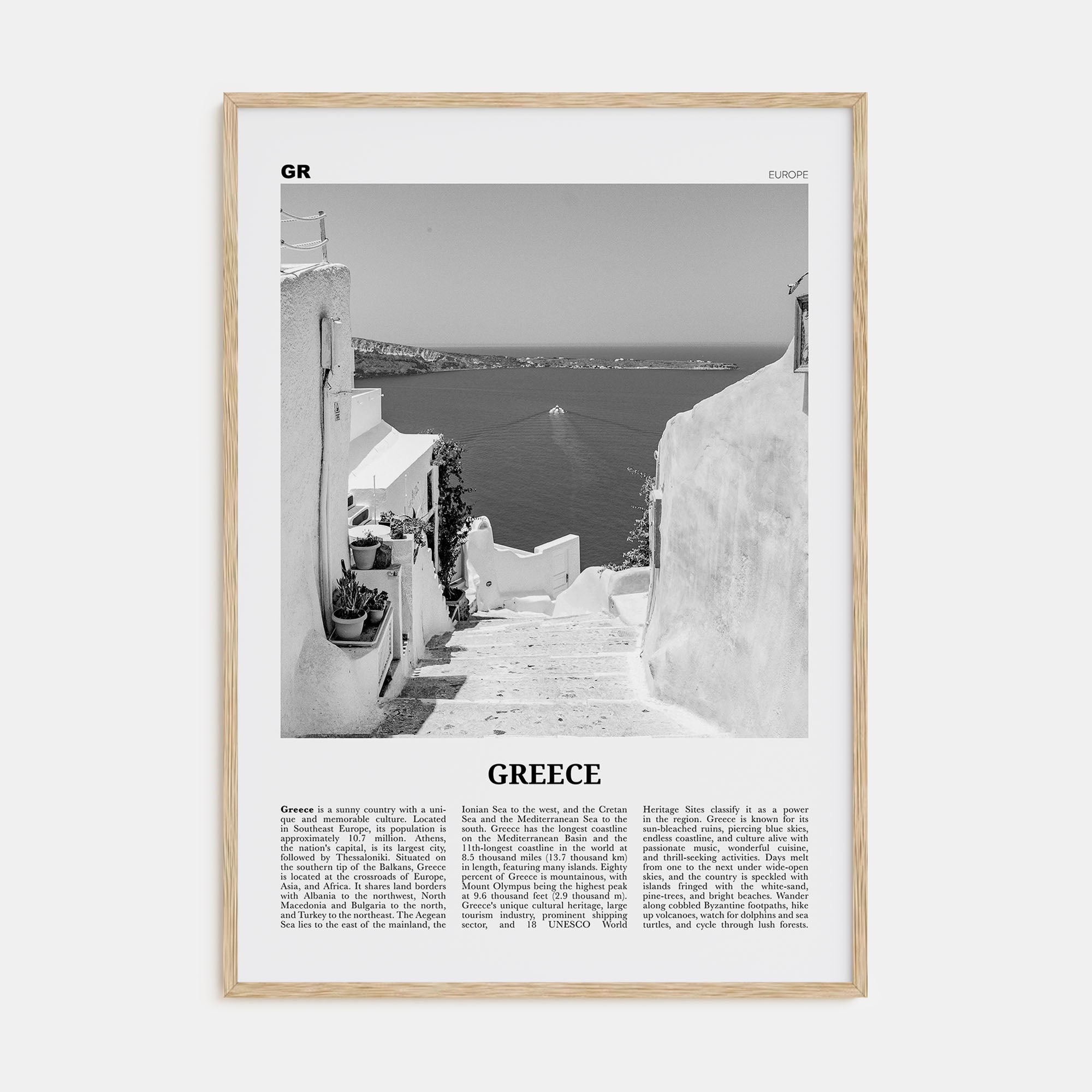 Greece Travel B&W No 2 Poster