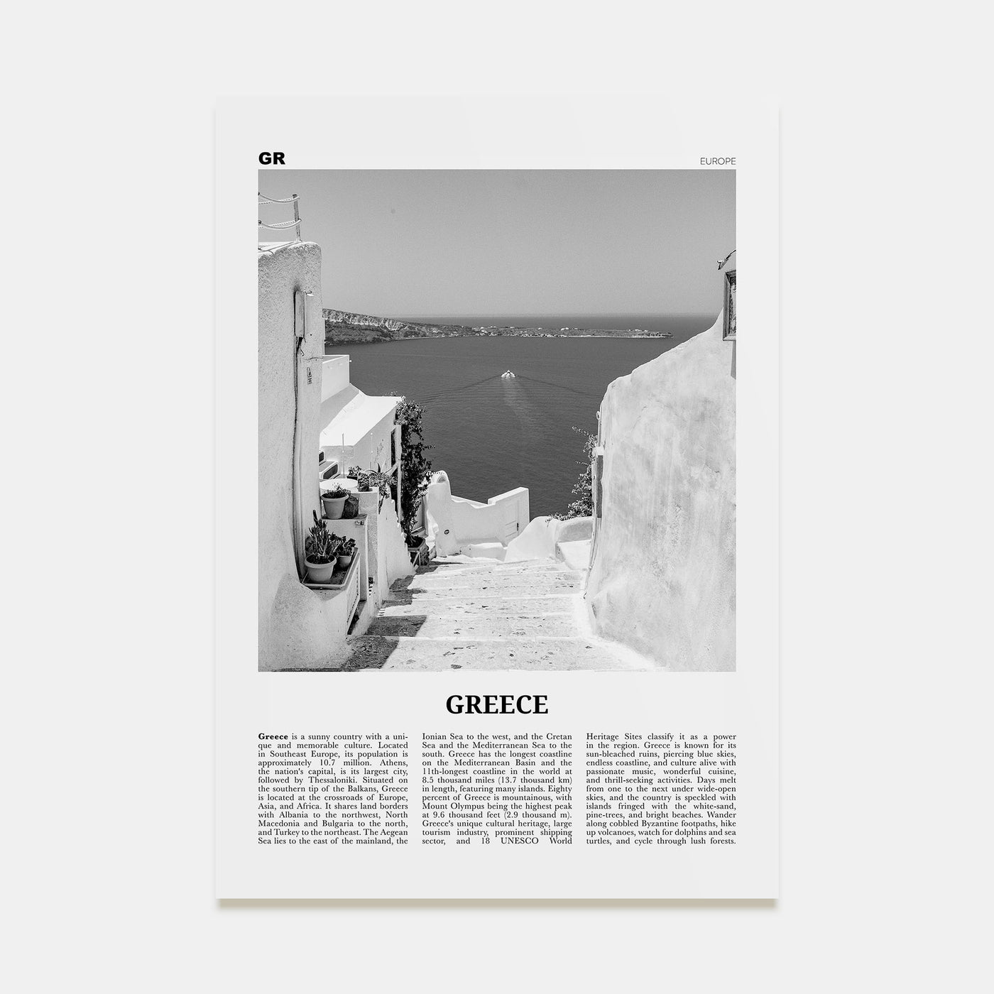 Greece Travel B&W No 2 Poster