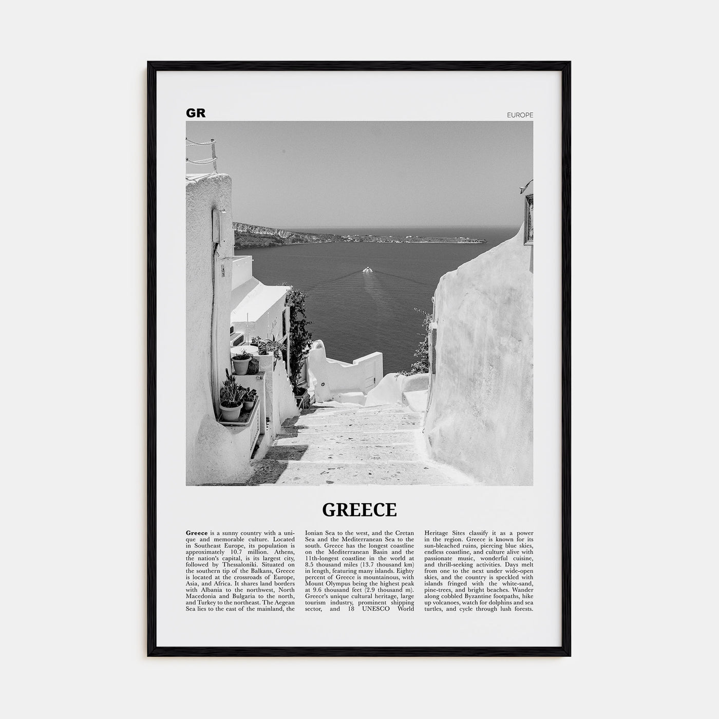 Greece Travel B&W No 2 Poster