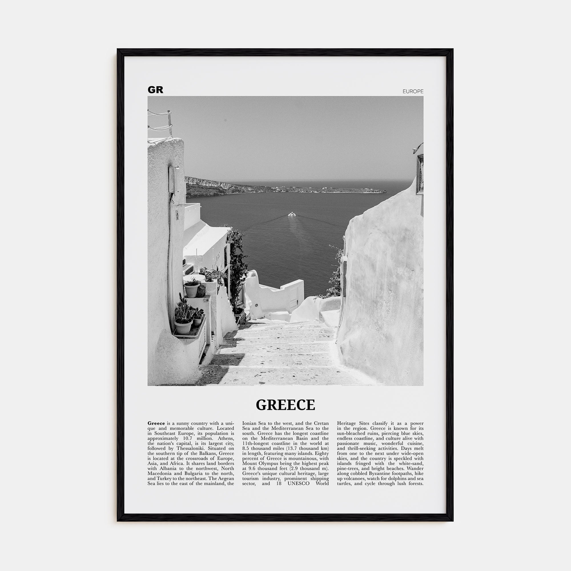 Greece Travel B&W No 2 Poster