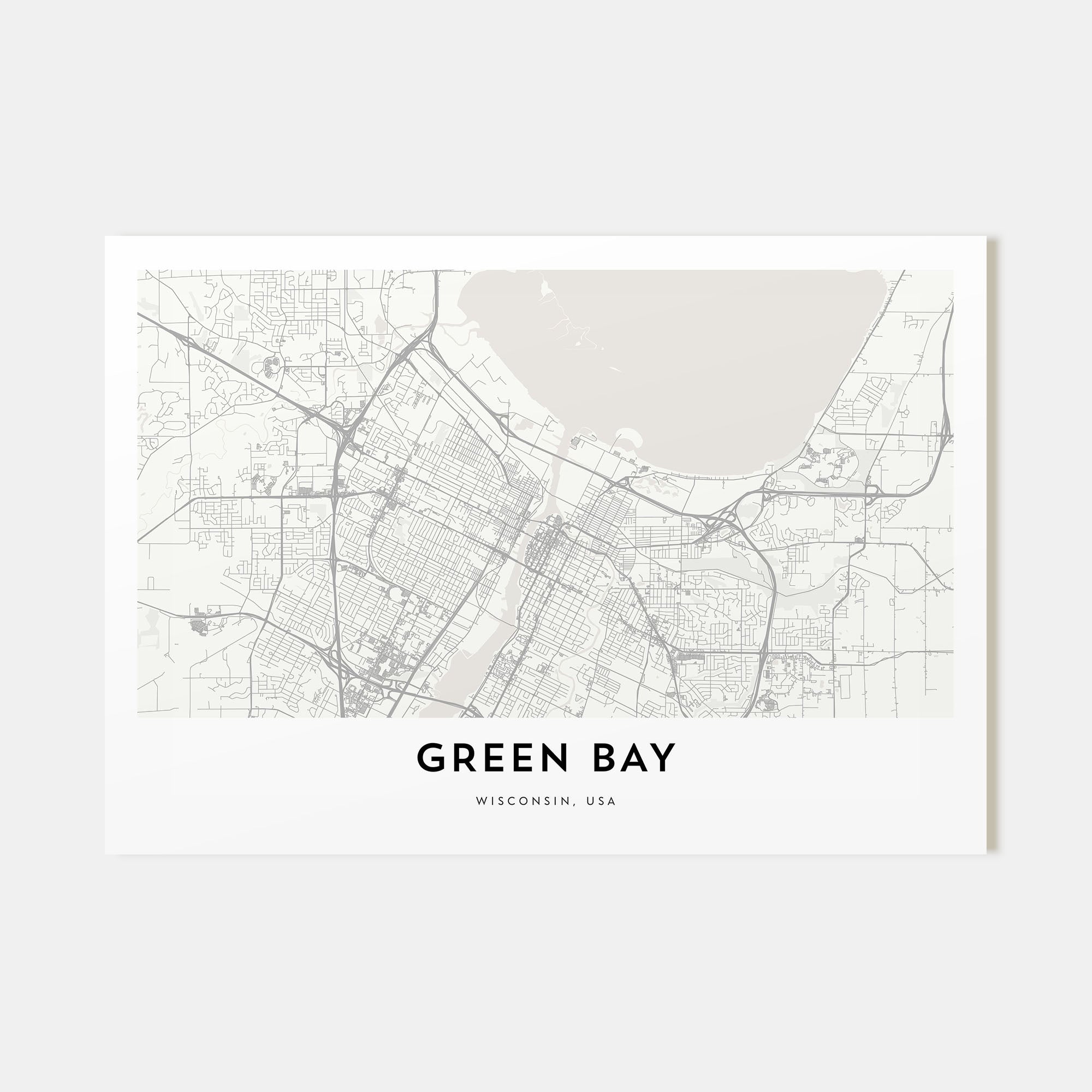 Green Bay Map Landscape Poster