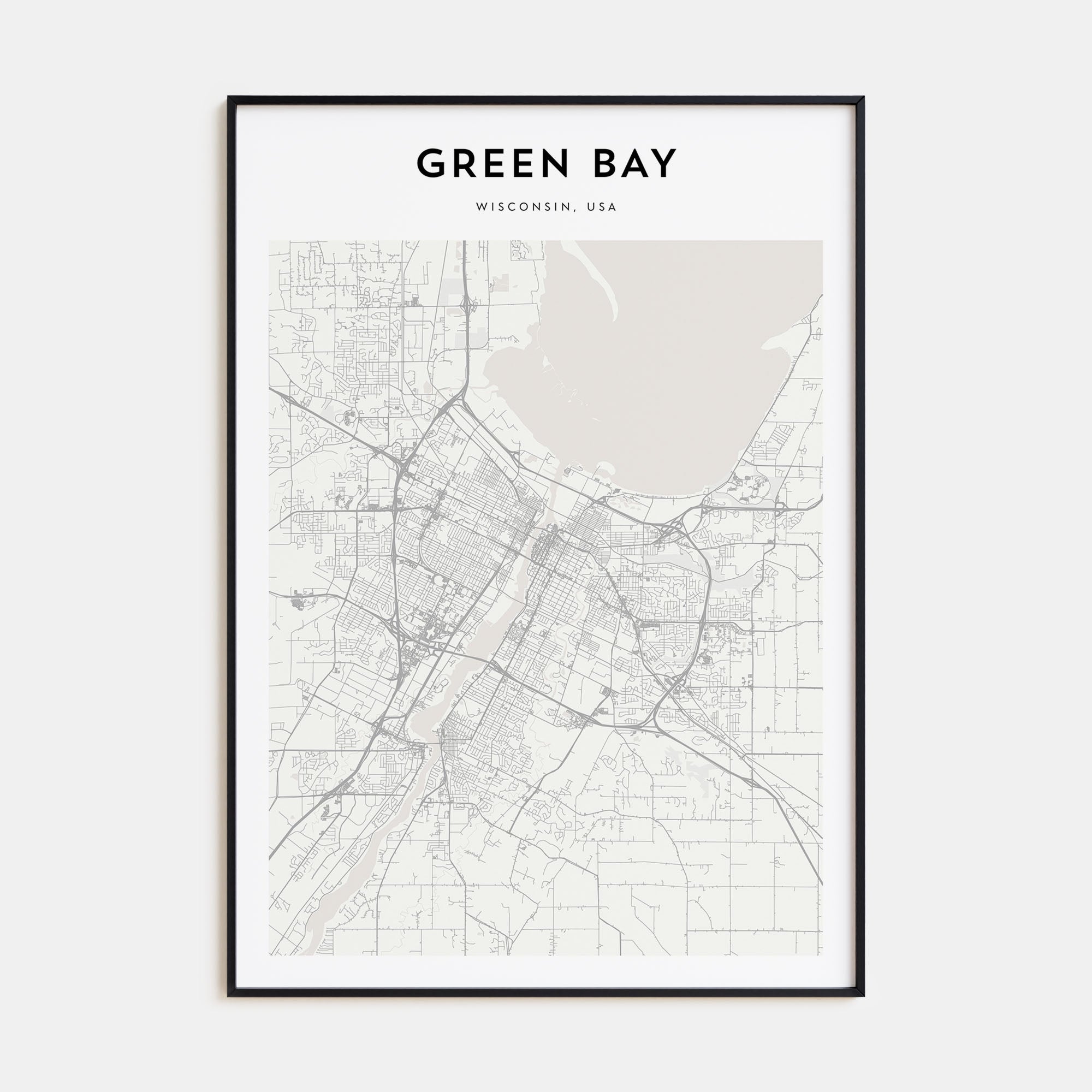 Green Bay Map Portrait Poster