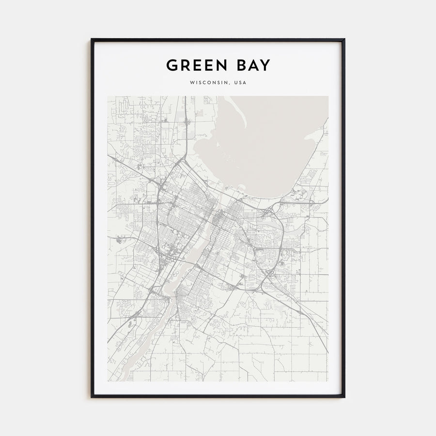 Green Bay Map Portrait Poster