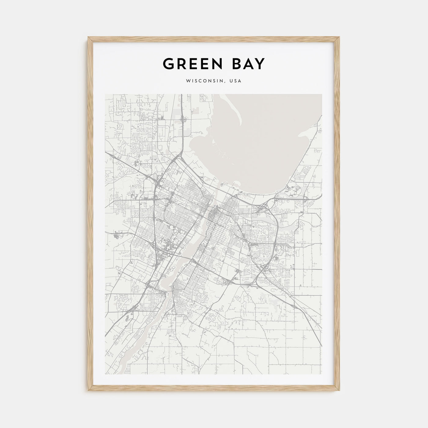 Green Bay Map Portrait Poster
