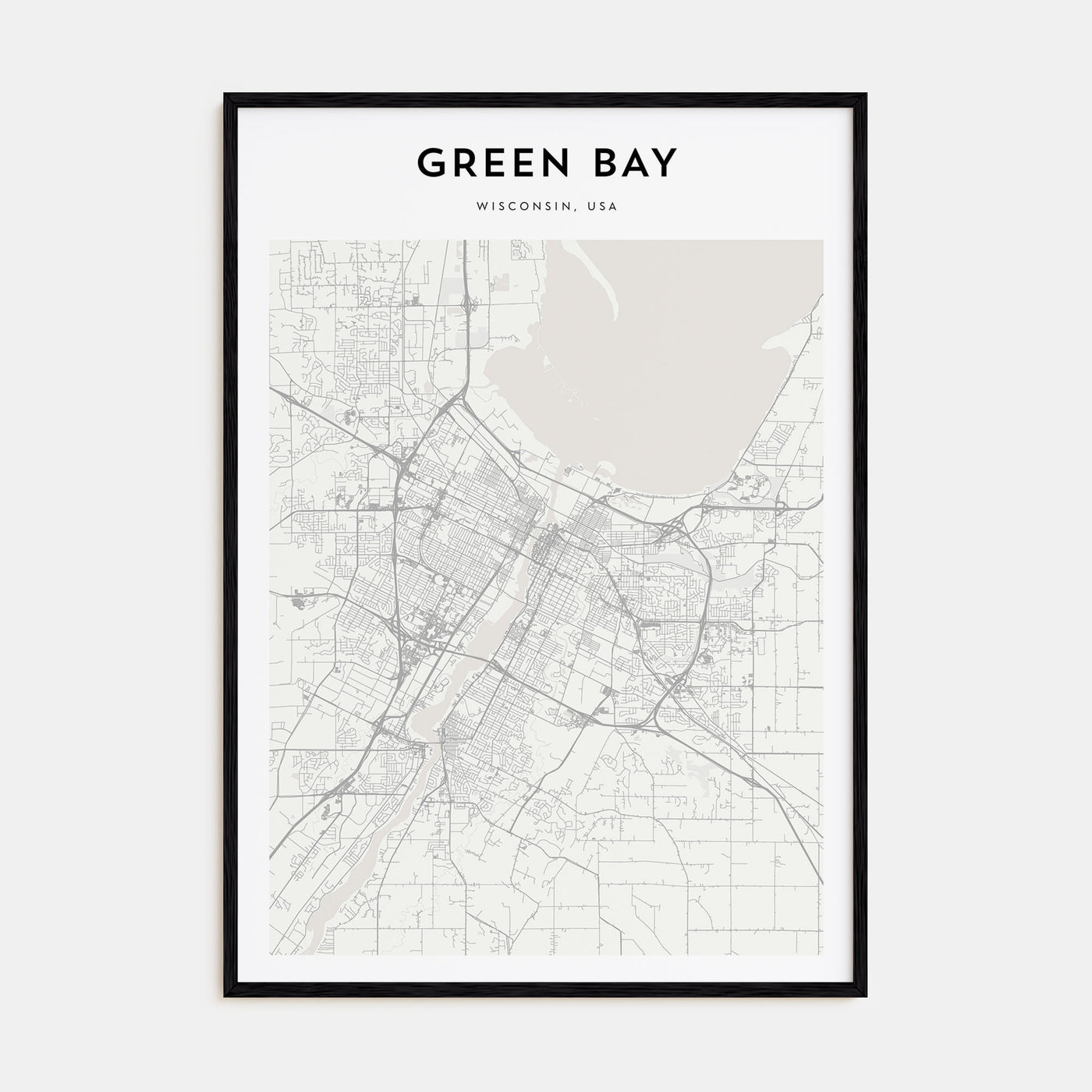 Green Bay Map Portrait Poster