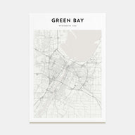 Green Bay Map Portrait Poster