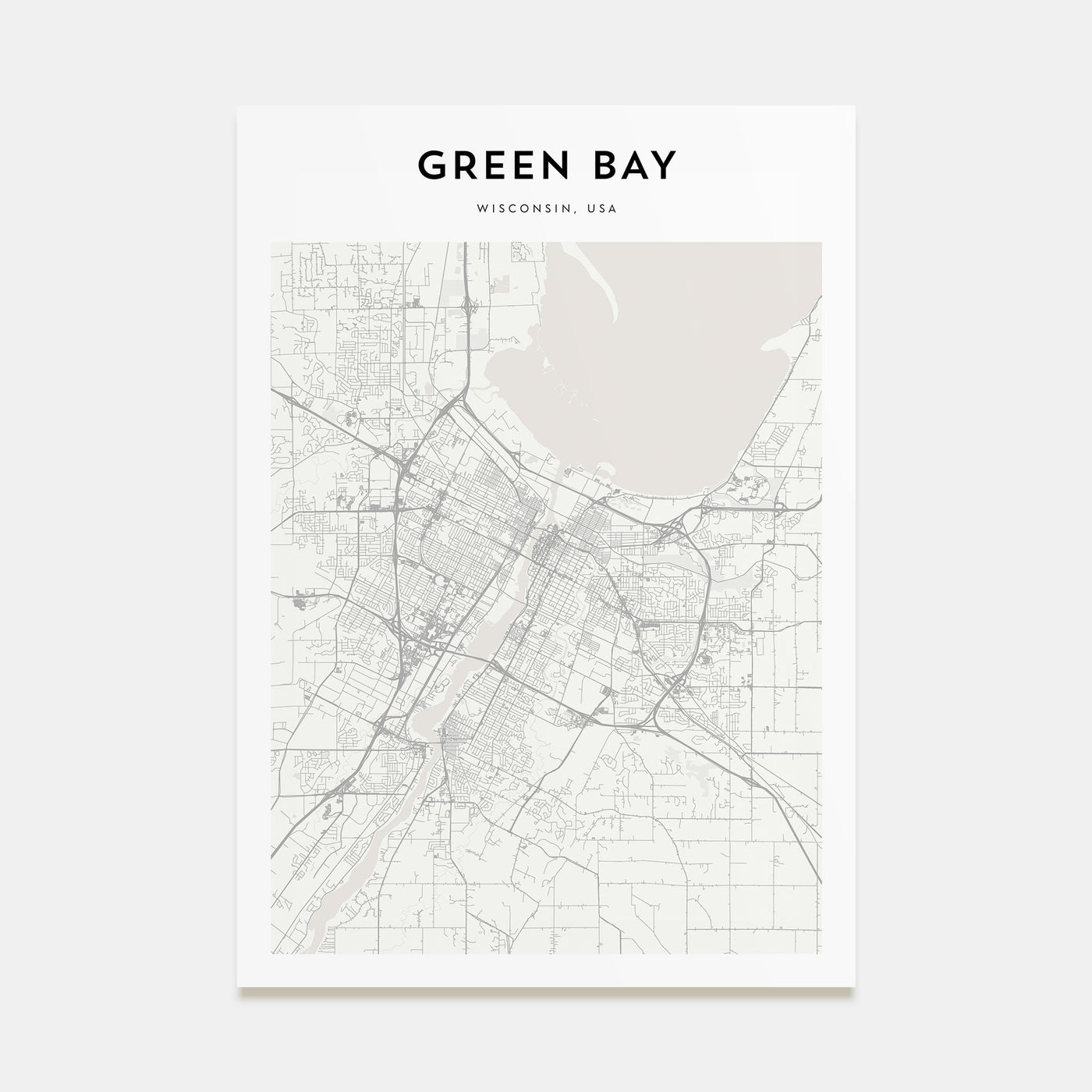 Green Bay Map Portrait Poster