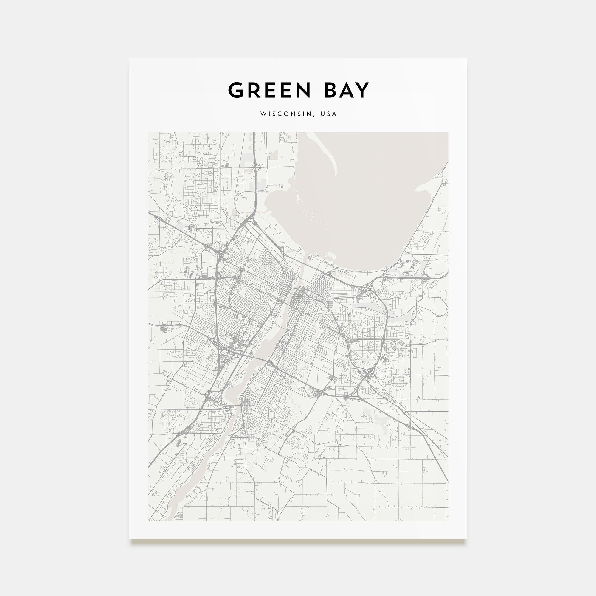 Green Bay Map Portrait Poster