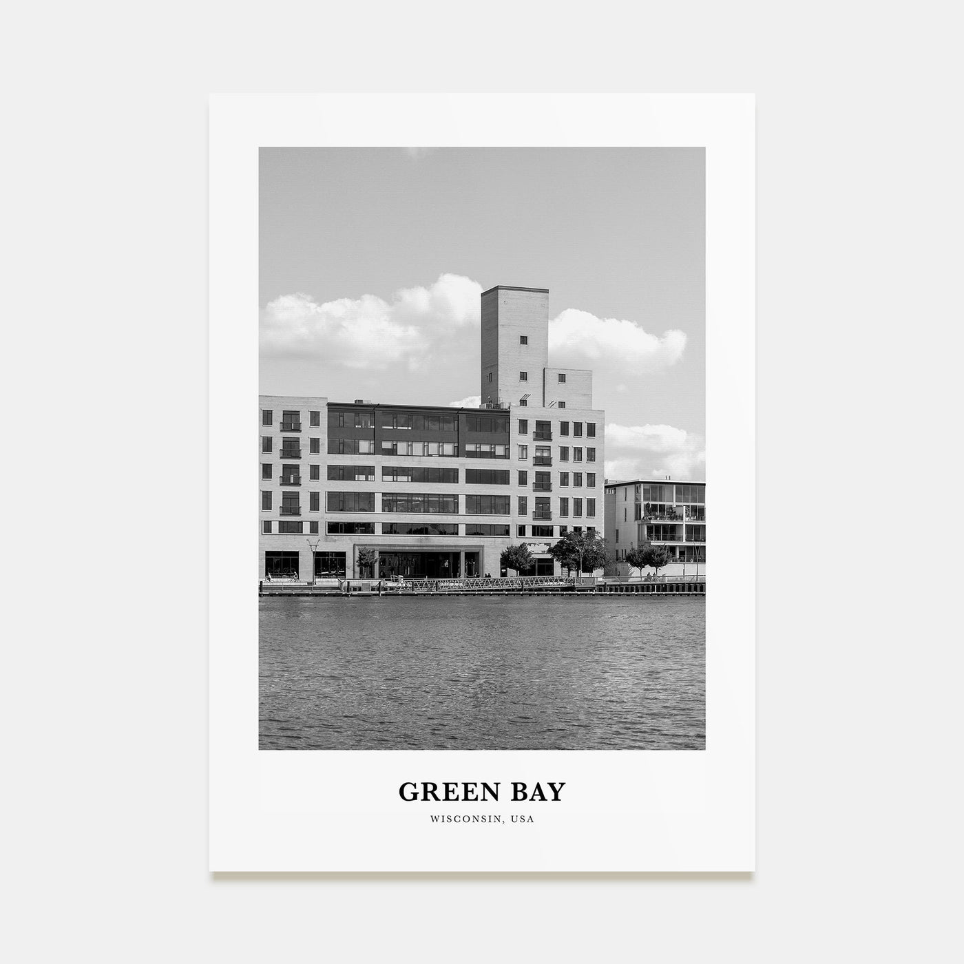 Green Bay Portrait B&W Poster