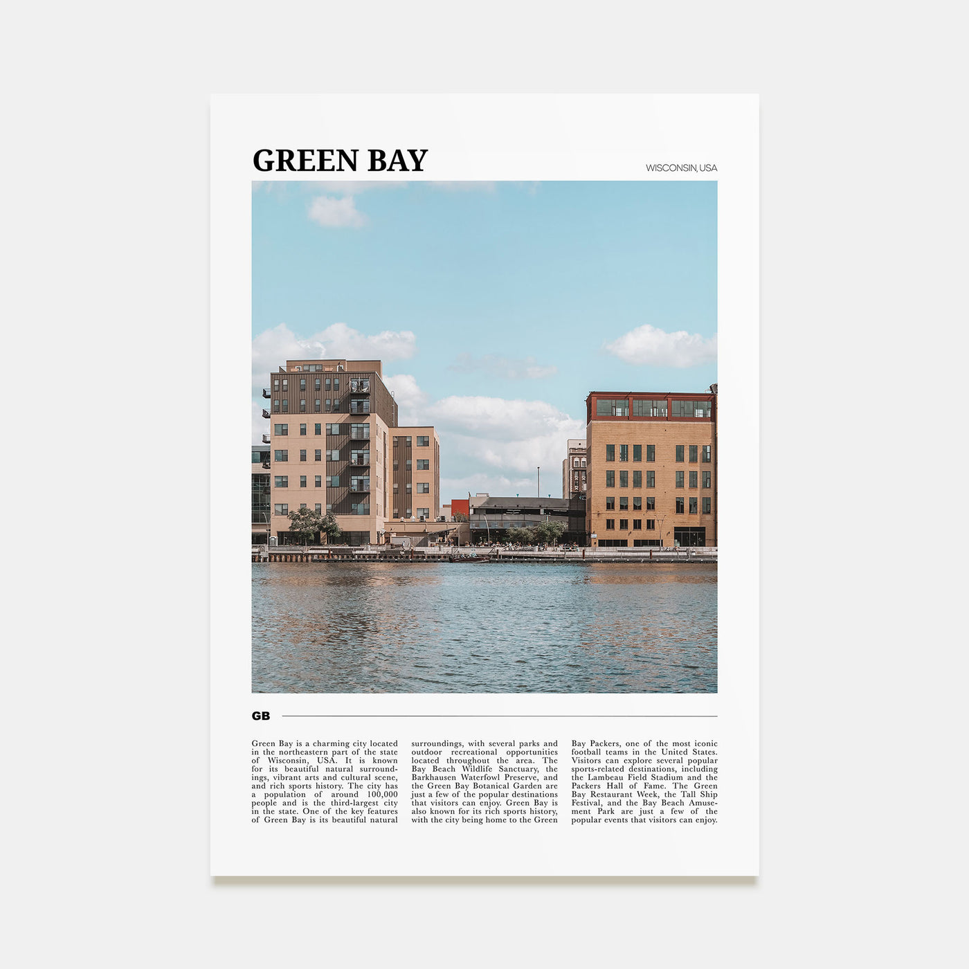 Green Bay Travel Color Poster