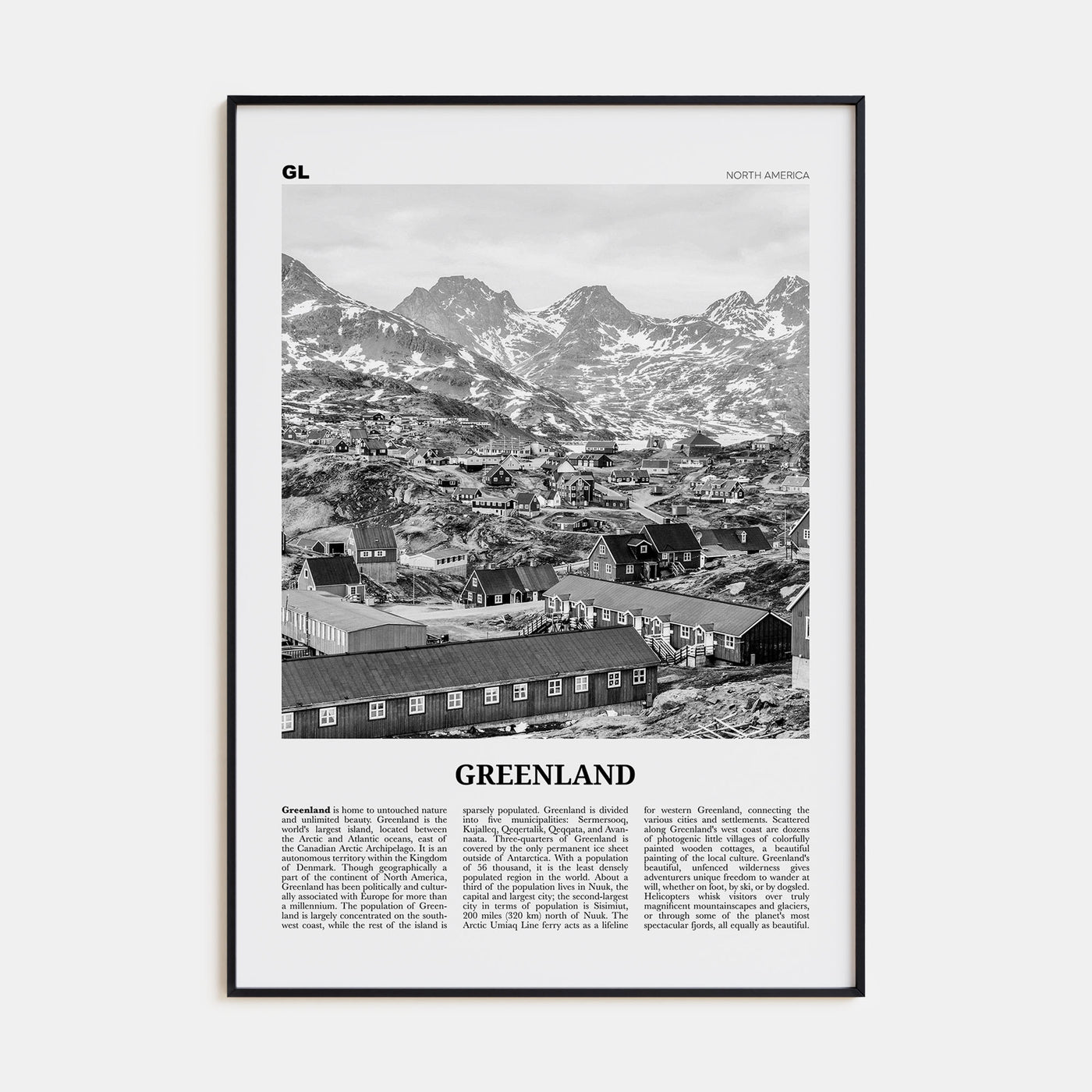 Greenland Travel B&W Poster