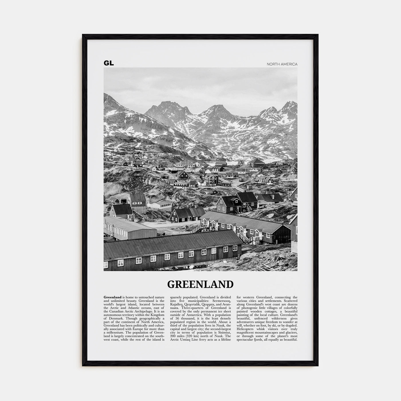 Greenland Travel B&W Poster