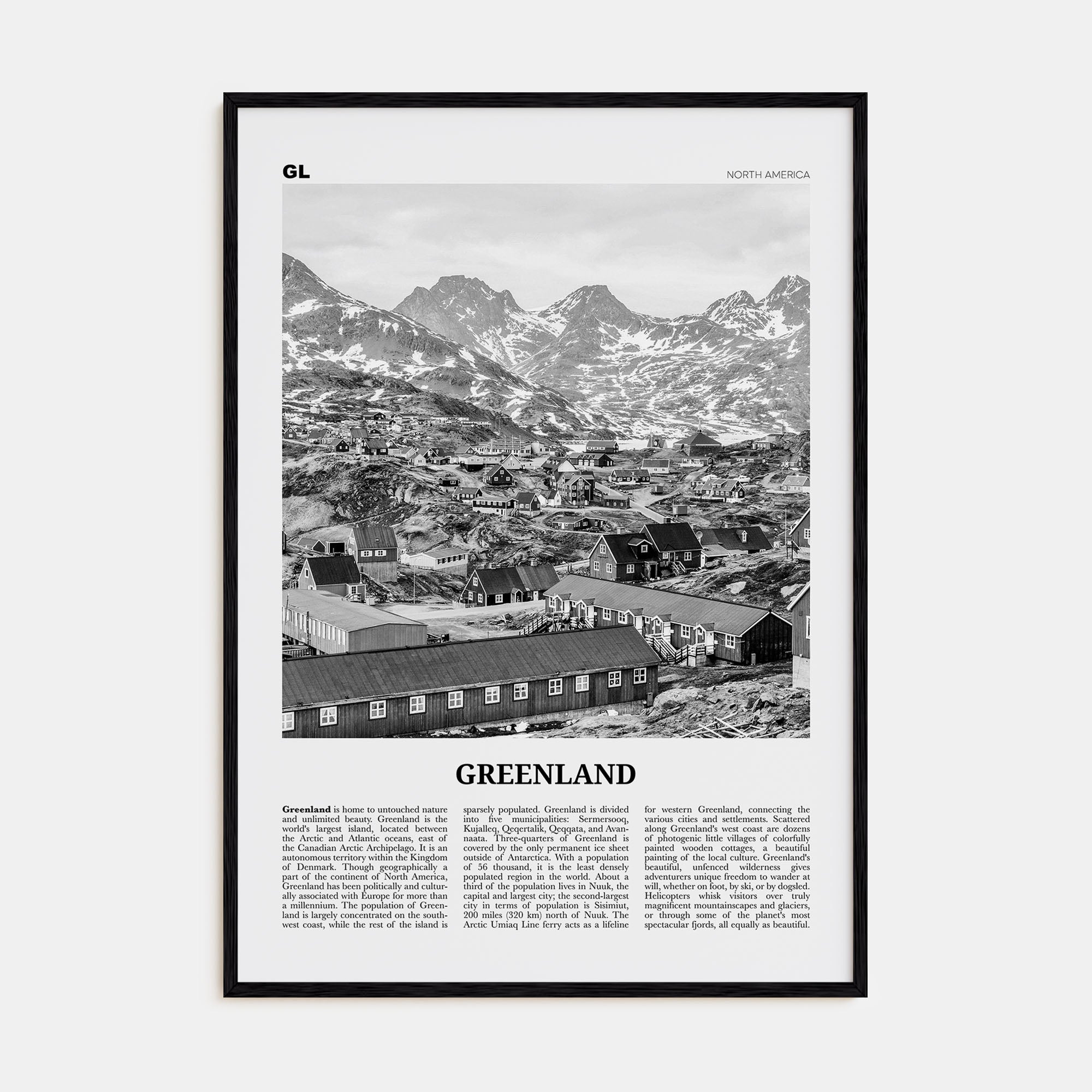 Greenland Travel B&W Poster