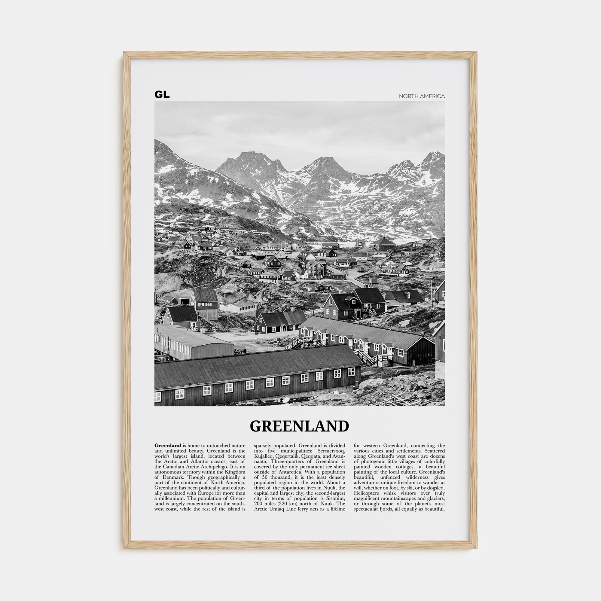 Greenland Travel B&W Poster