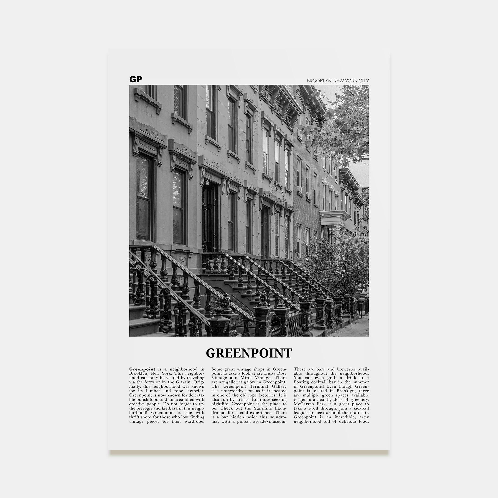 Greenpoint Travel B&W Poster